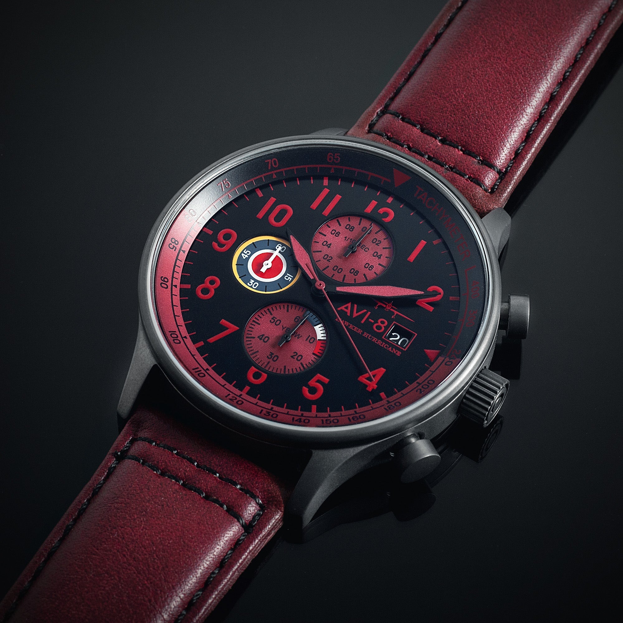AVI-8 AVI-8 Hawker Hurricane Classic Chronograph Blood Red Men's Watch AV-4011-0S