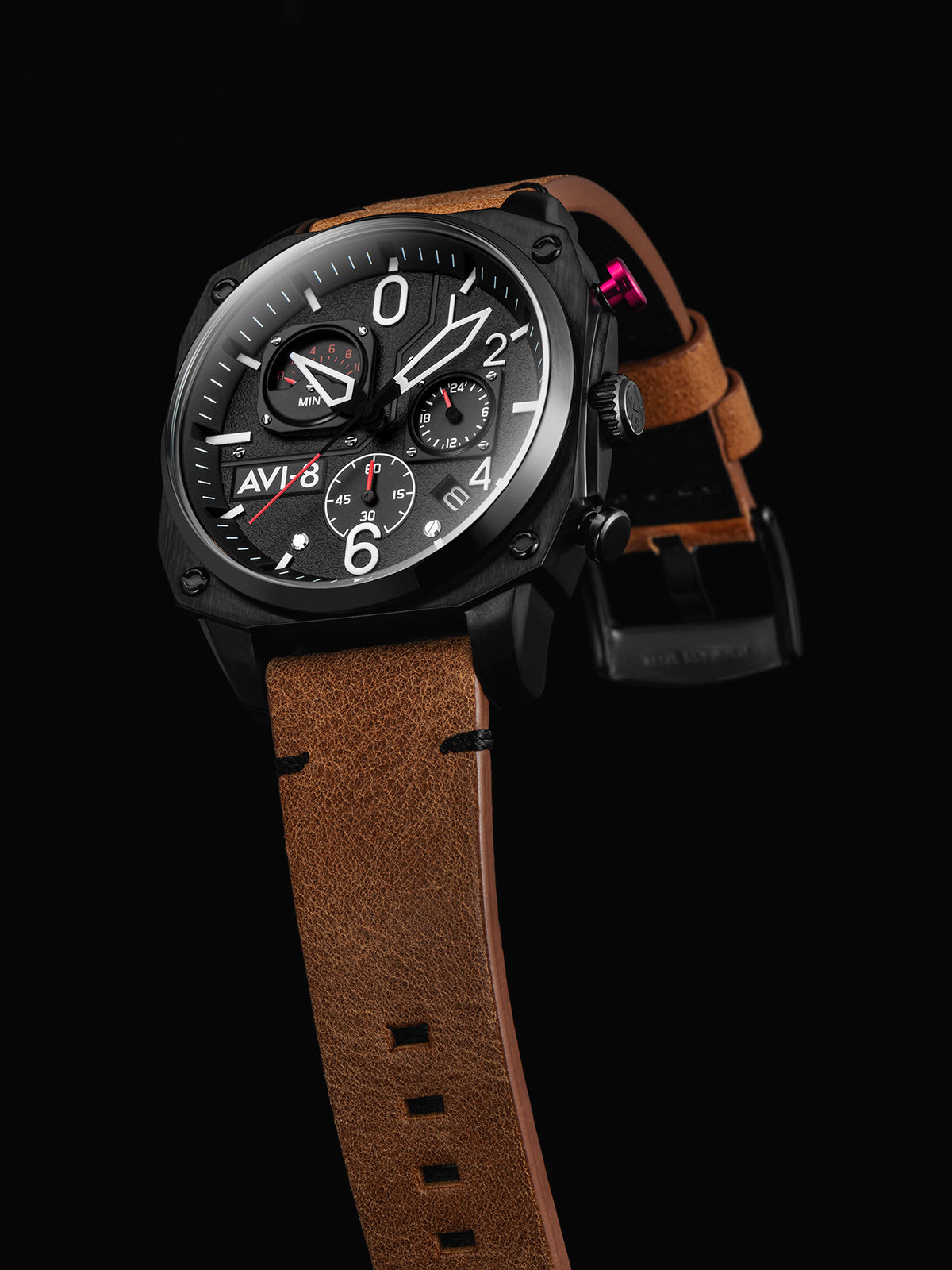 AVI-8 AVI-8 Pilot Hawker Hunter Retrograde Men's Japanese Quartz Charcoal Ember Brown Watch AV-4052-02