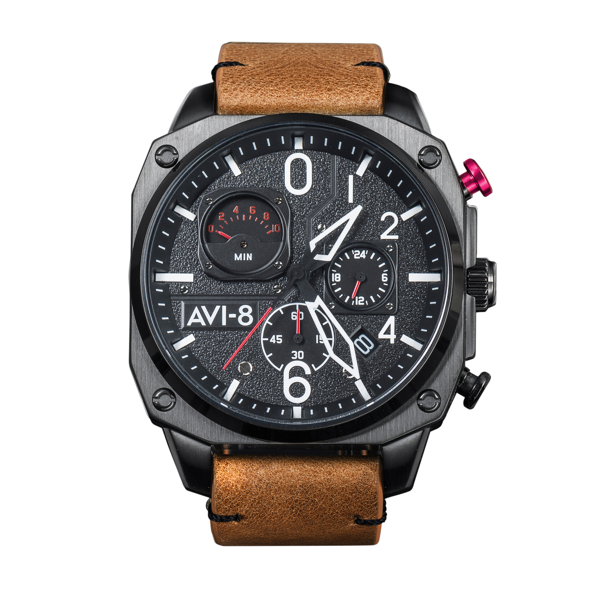 AVI-8 AVI-8 Pilot Hawker Hunter Retrograde Men's Japanese Quartz Charcoal Ember Brown Watch AV-4052-02