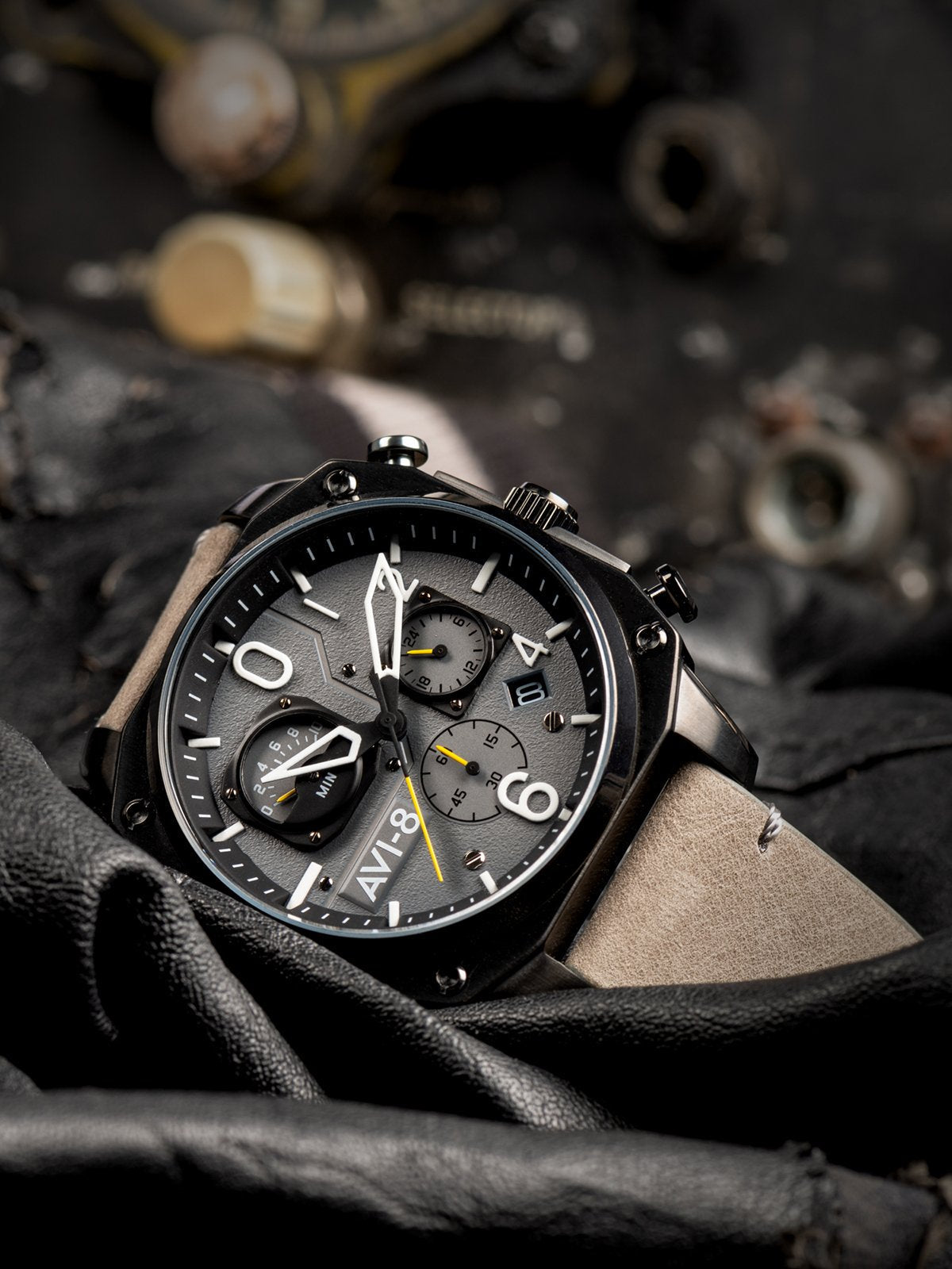 AVI-8 AVI-8 Pilot Hawker Hunter Retrograde Men's Japanese Quartz Sea Gray Watch AV-4052-03