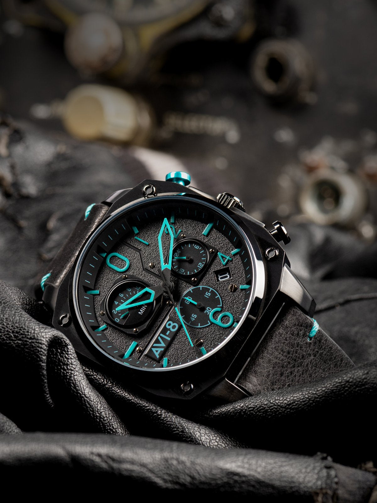 AVI-8 AVI-8 Hawker Hunter Retrograde Chronograph Blue Diamond Men's Japanese Quartz Pilot Watch AV-4052-05