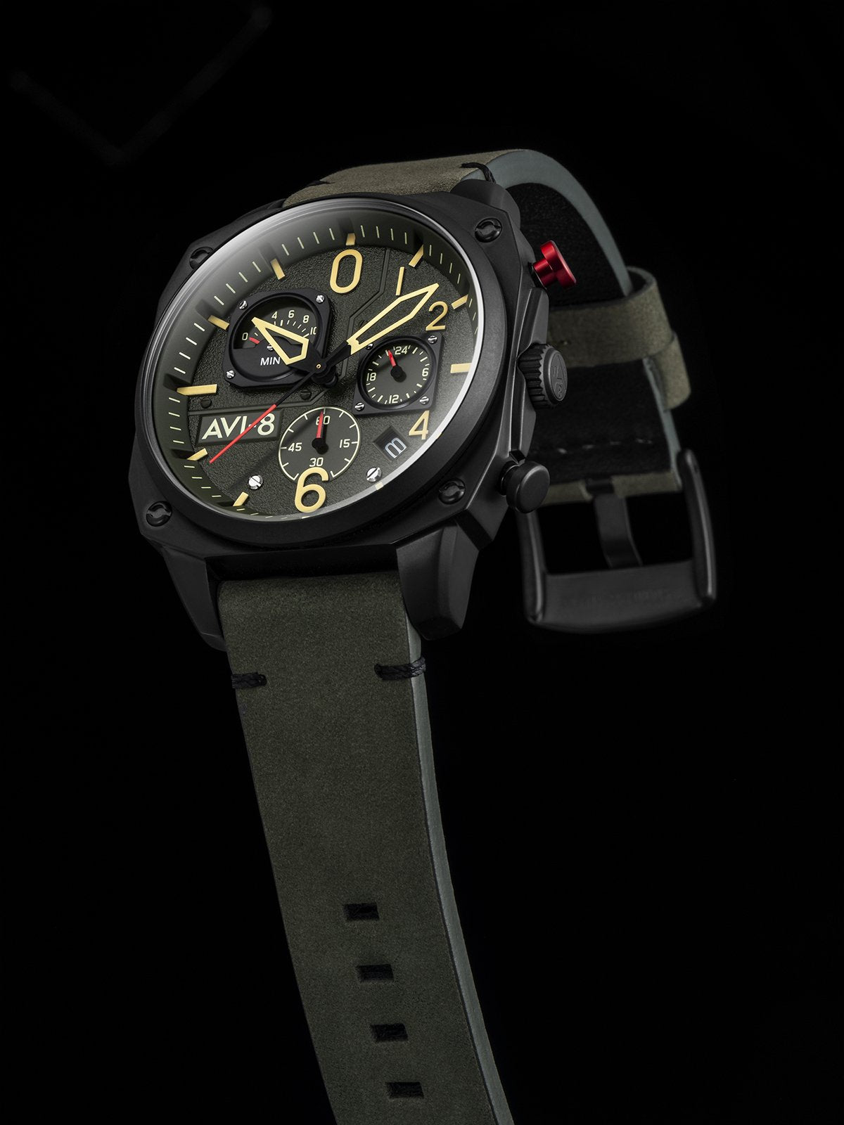 AVI-8 AVI-8 Pilot Hawker Hunter Retrograde Men's Japanese Quartz Deep Green Black Watch AV-4052-08