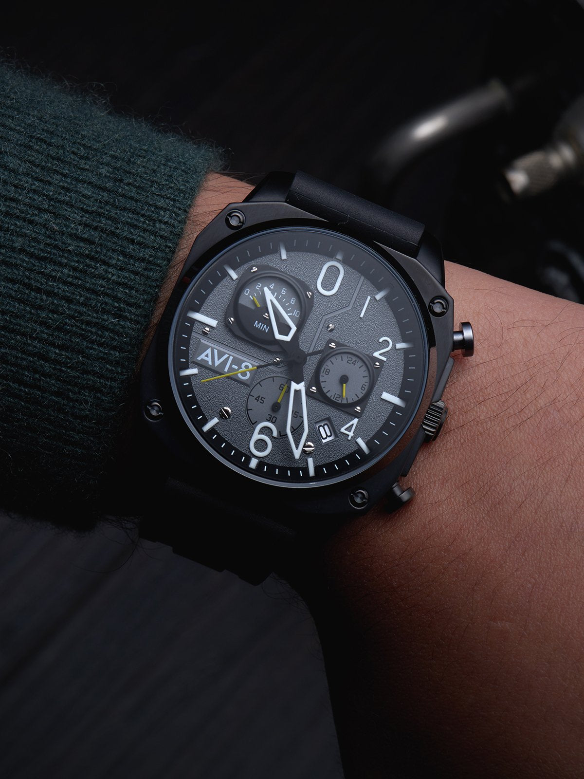 AVI-8 AVI-8 Pilot Hawker Hunter Men's Japanese Quartz Tactical Black Watch AV-4052-R1