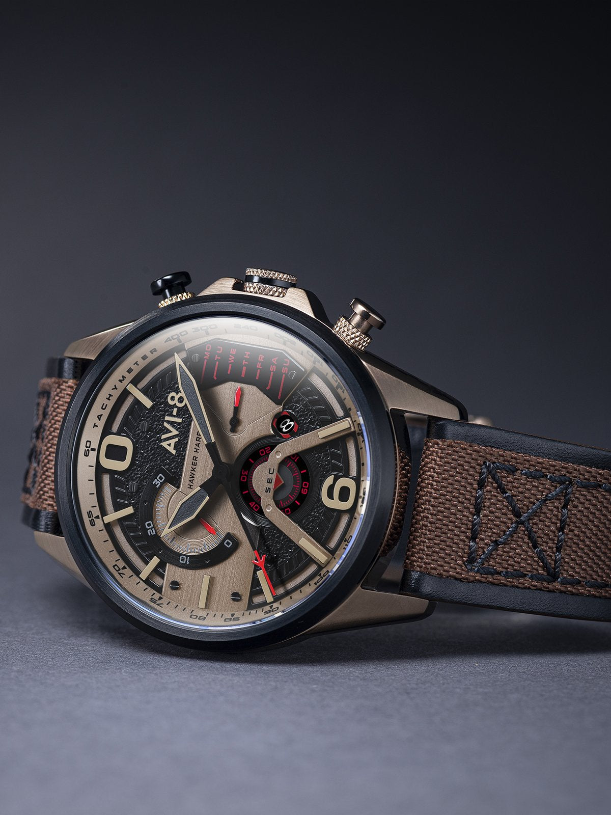AVI-8 AVI-8 Pilot Hawker Harrier II Dual Retrograde Men's Japanese Quartz Desert Brown Watch AV-4056-06