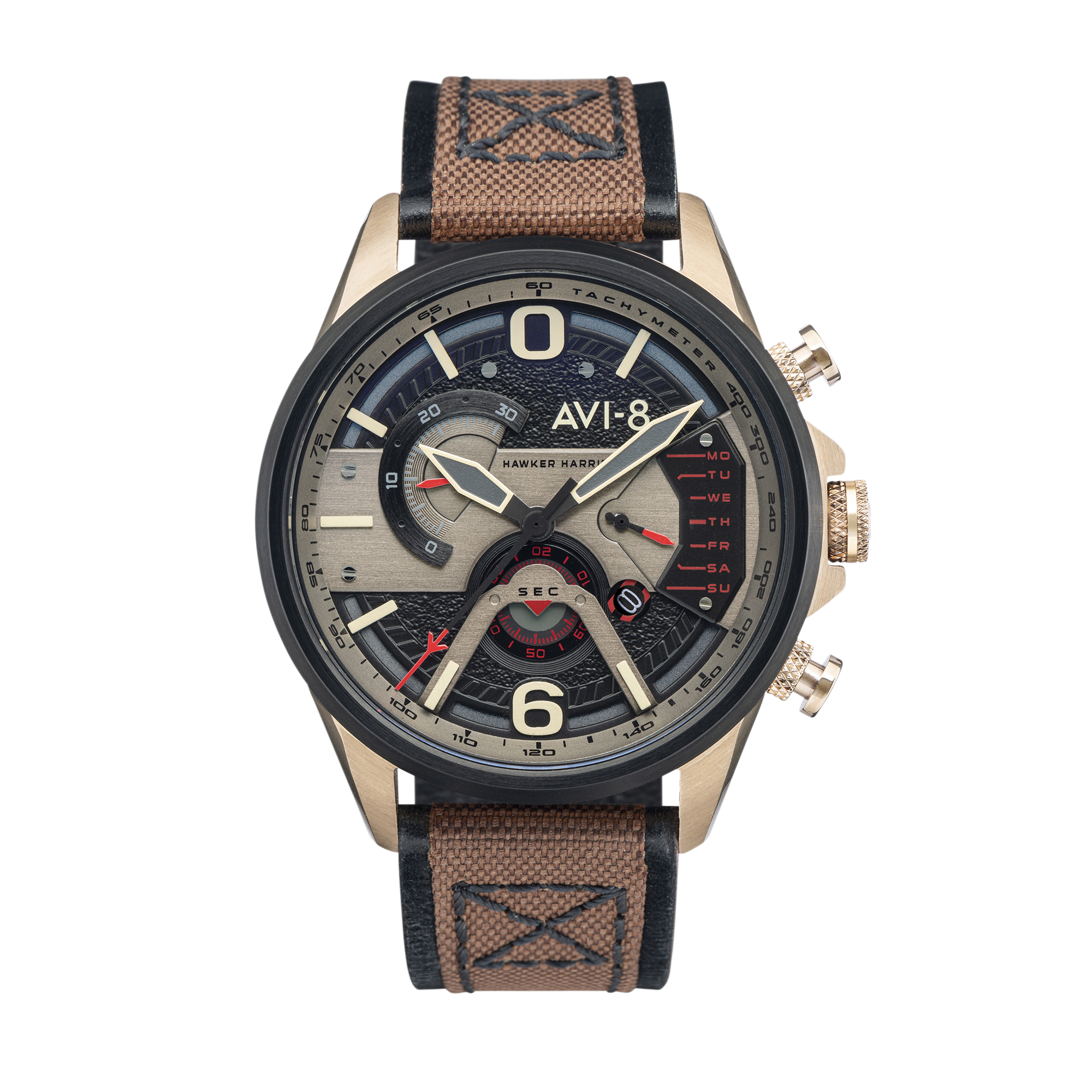 AVI-8 AVI-8 Pilot Hawker Harrier II Dual Retrograde Men's Japanese Quartz Desert Brown Watch AV-4056-06