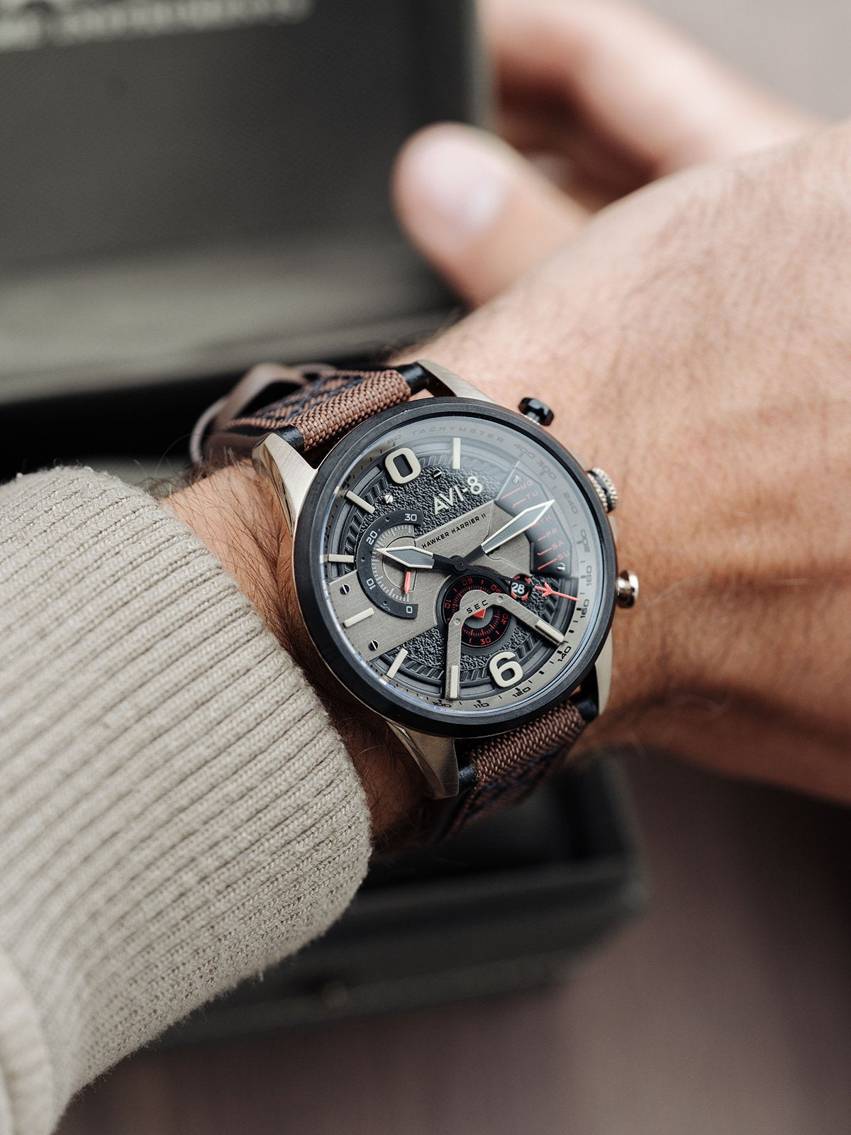 AVI-8 AVI-8 Pilot Hawker Harrier II Dual Retrograde Men's Japanese Quartz Desert Brown Watch AV-4056-06