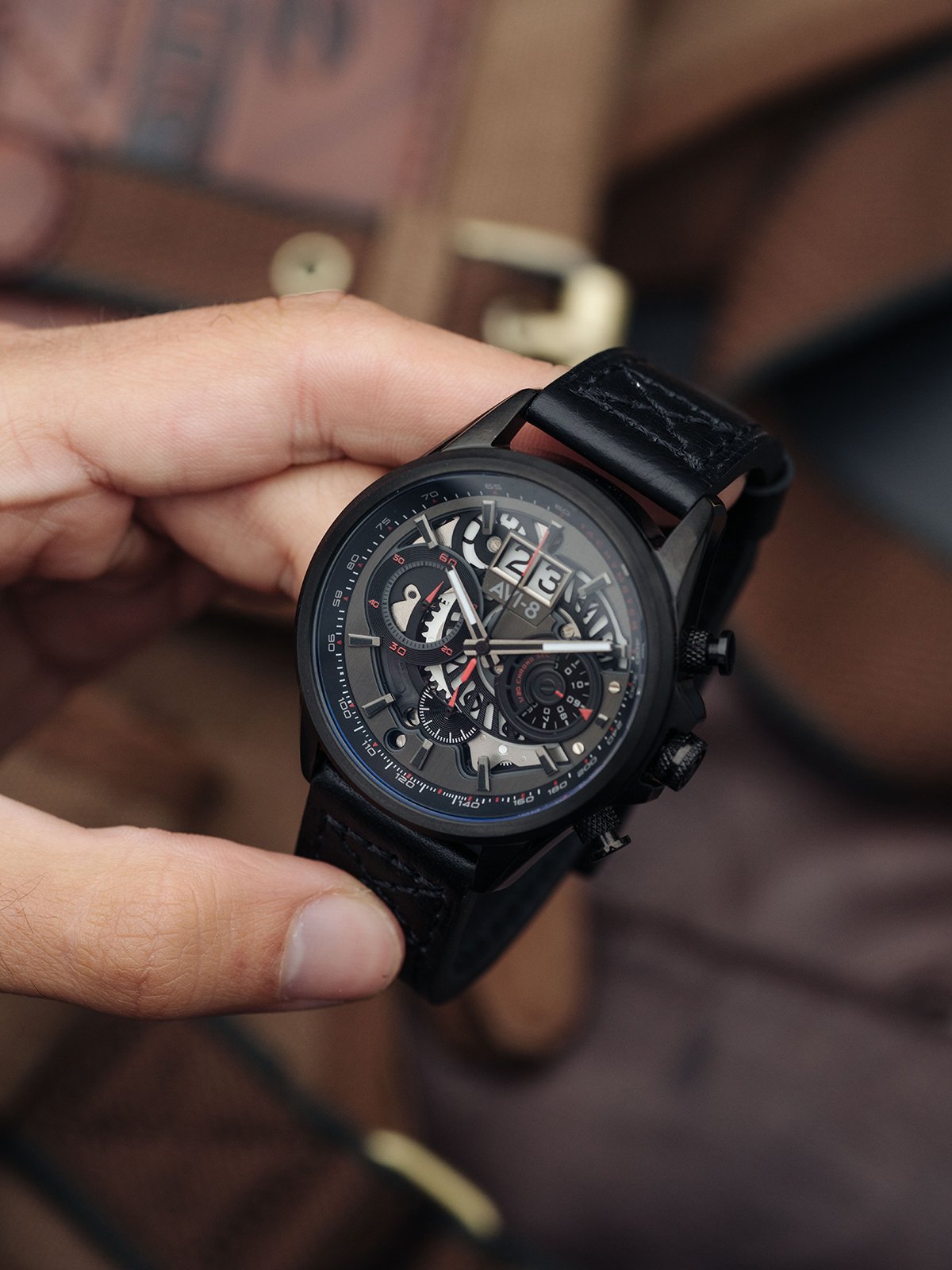 AVI-8 AVI-8 Hawker Harrier Matador Men's Japanese Quartz Chronograph Stealth Black Watch AV-4065-05