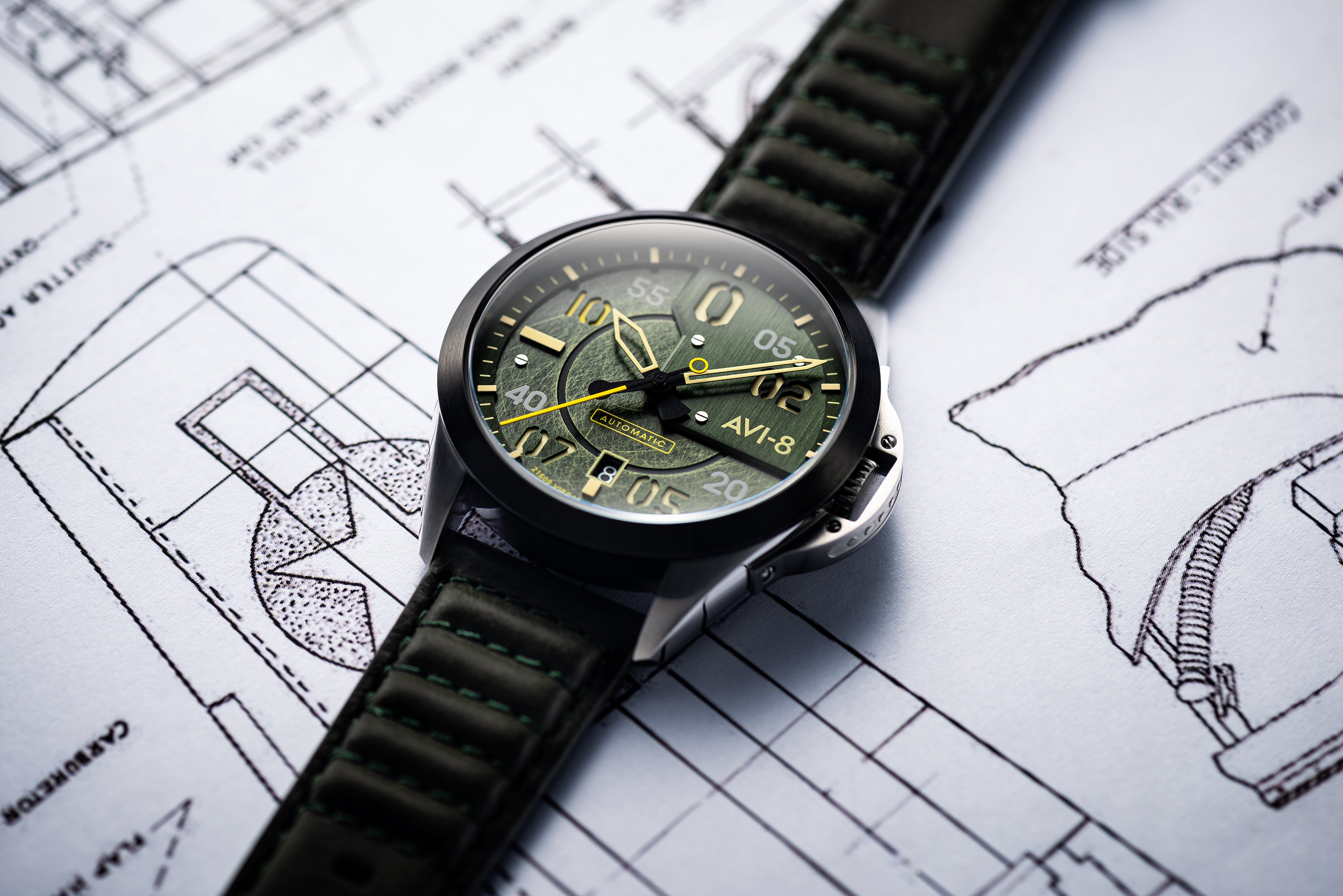 AVI-8 AVI-8 P-51 Mustang Men's Japanese Automatic Greentree Watch AV-4086-03