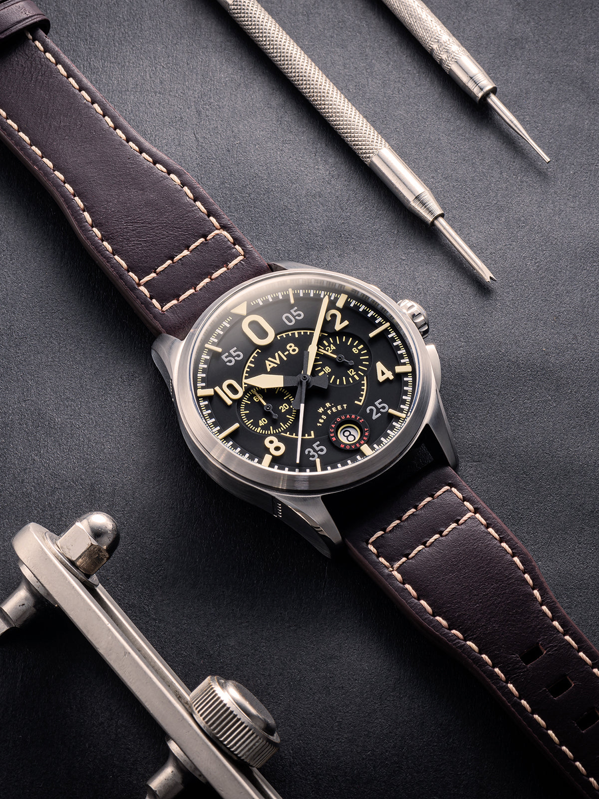 AVI-8 AVI-8 Pilot Spitfire Lock Men's Midnight Oak Japanese Quartz Midnight Oak Watch AV-4089-01