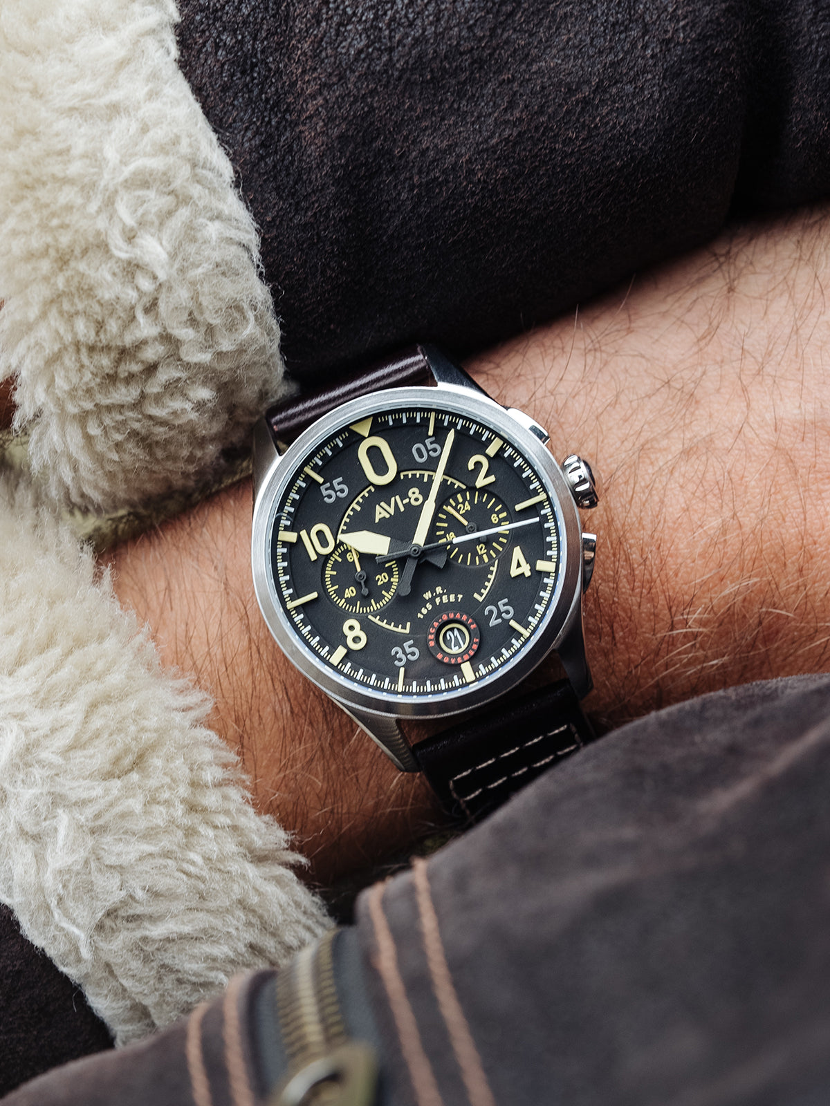 AVI-8 AVI-8 Pilot Spitfire Lock Men's Midnight Oak Japanese Quartz Midnight Oak Watch AV-4089-01
