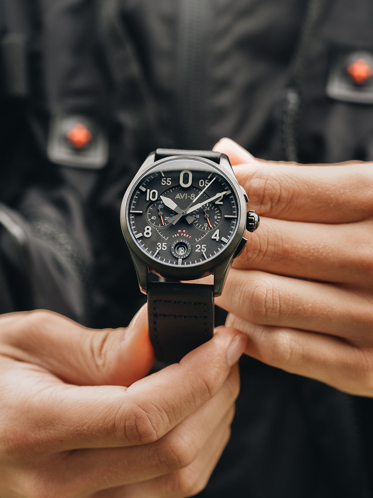 AVI-8 AVI-8 Pilot Spitfire Lock Men's Slate Japanese Quartz Slate Black Watch AV-4089-03