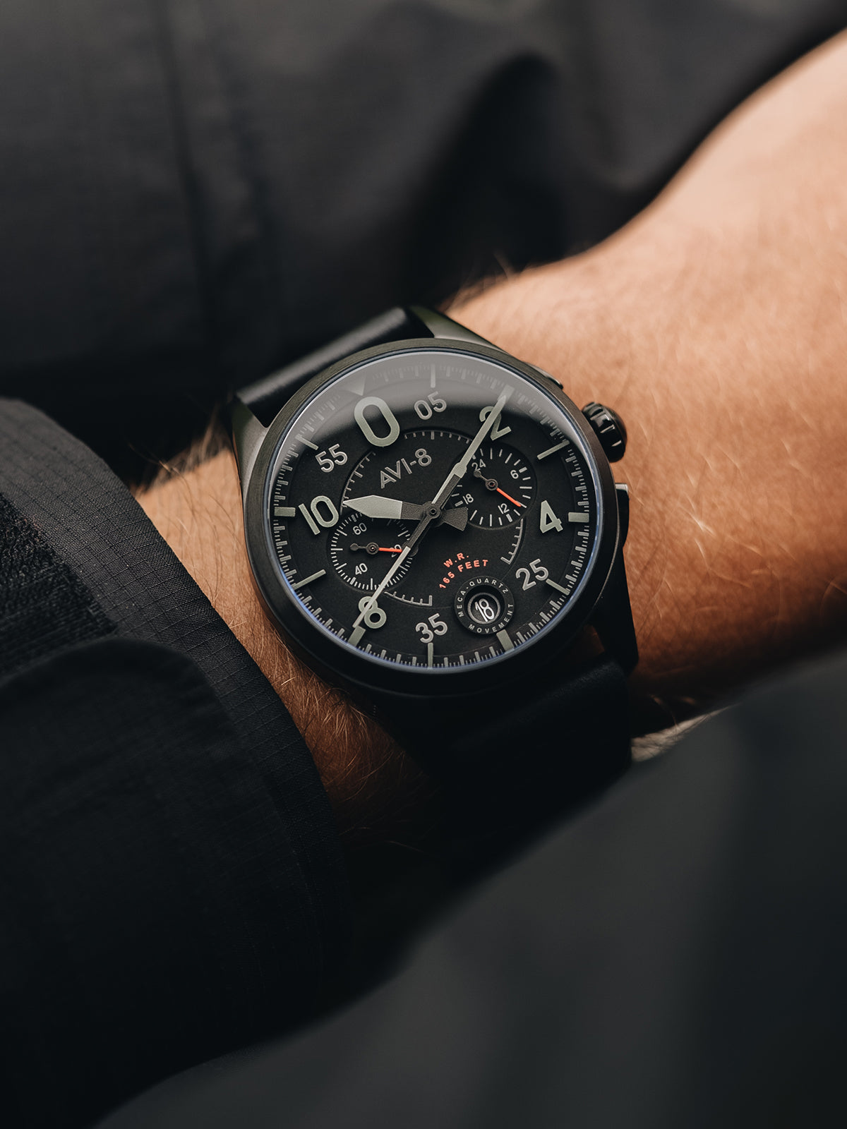 AVI-8 AVI-8 Pilot Spitfire Lock Men's Slate Japanese Quartz Slate Black Watch AV-4089-03