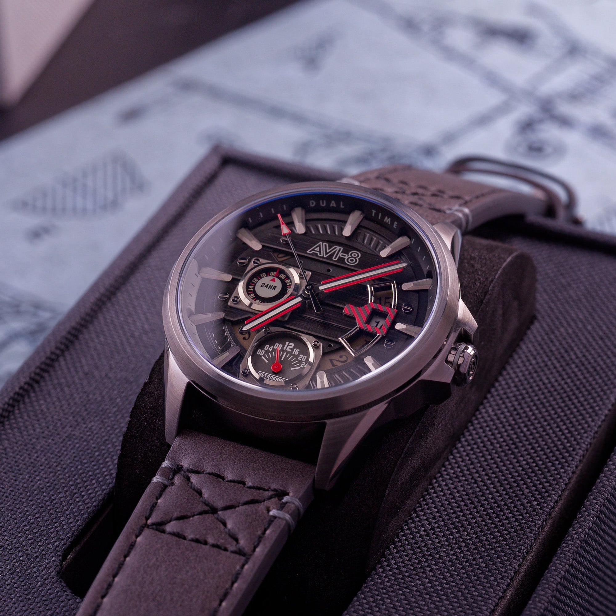 AVI-8 AVI-8 Pilot Hawker Harrier Farley Men's Japanese Quartz Night Sky Watch AV-4098-04