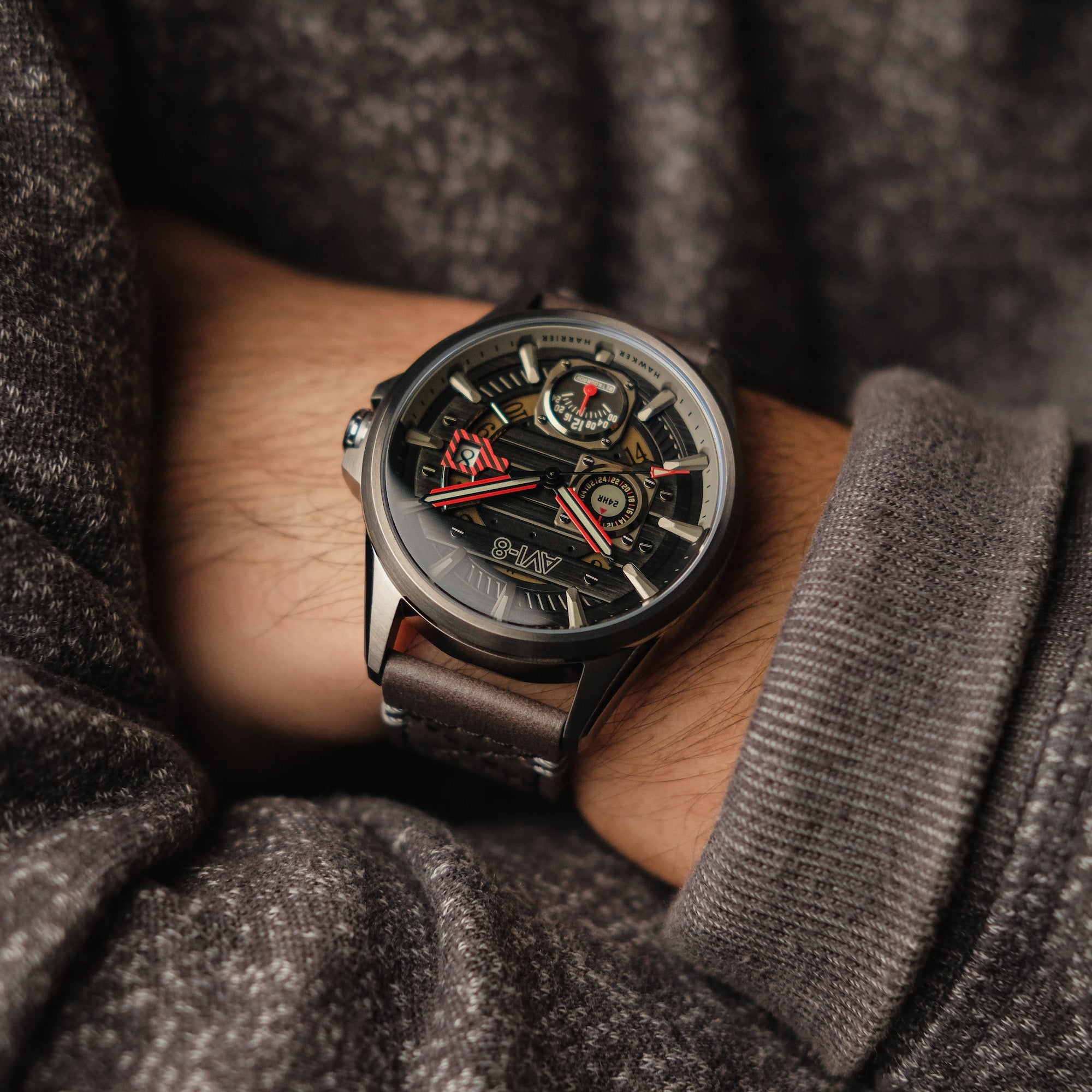 AVI-8 AVI-8 Pilot Hawker Harrier Farley Men's Japanese Quartz Night Sky Watch AV-4098-04