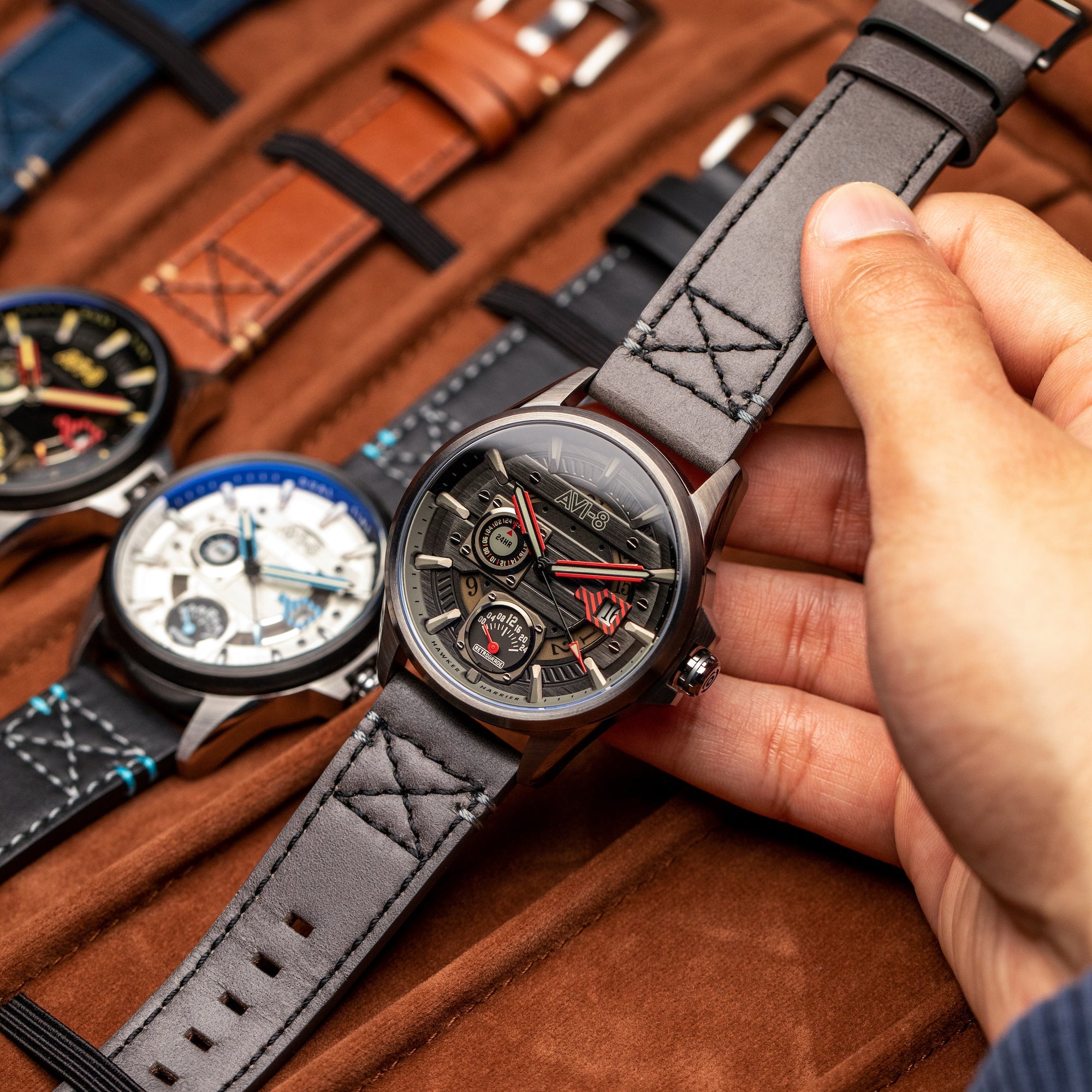 AVI-8 AVI-8 Pilot Hawker Harrier Farley Men's Japanese Quartz Night Sky Watch AV-4098-04