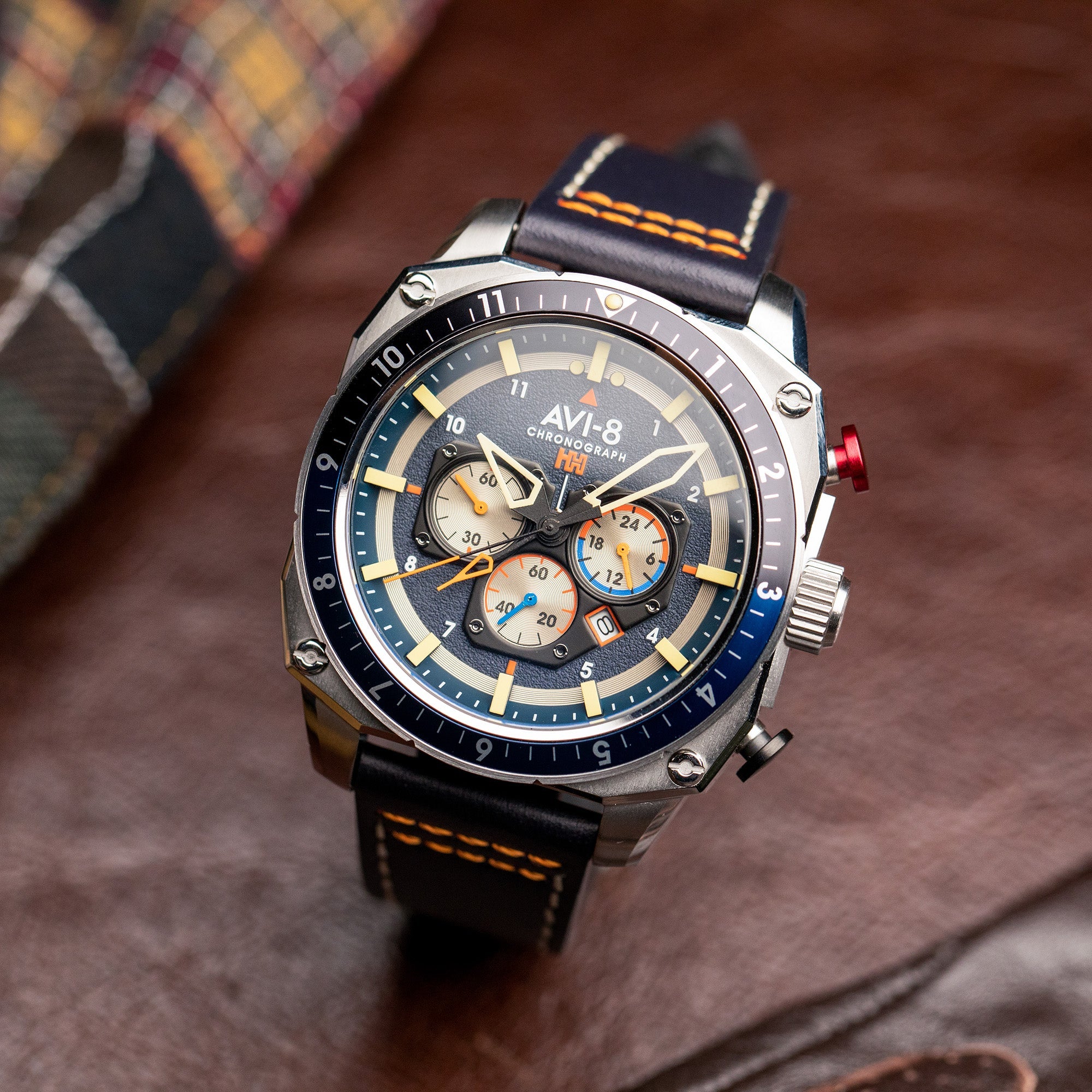 AVI-8 AVI-8 Atlas Dual Time Japanese Chronograph Pavillion Blue Men's Watch AV-4100-02