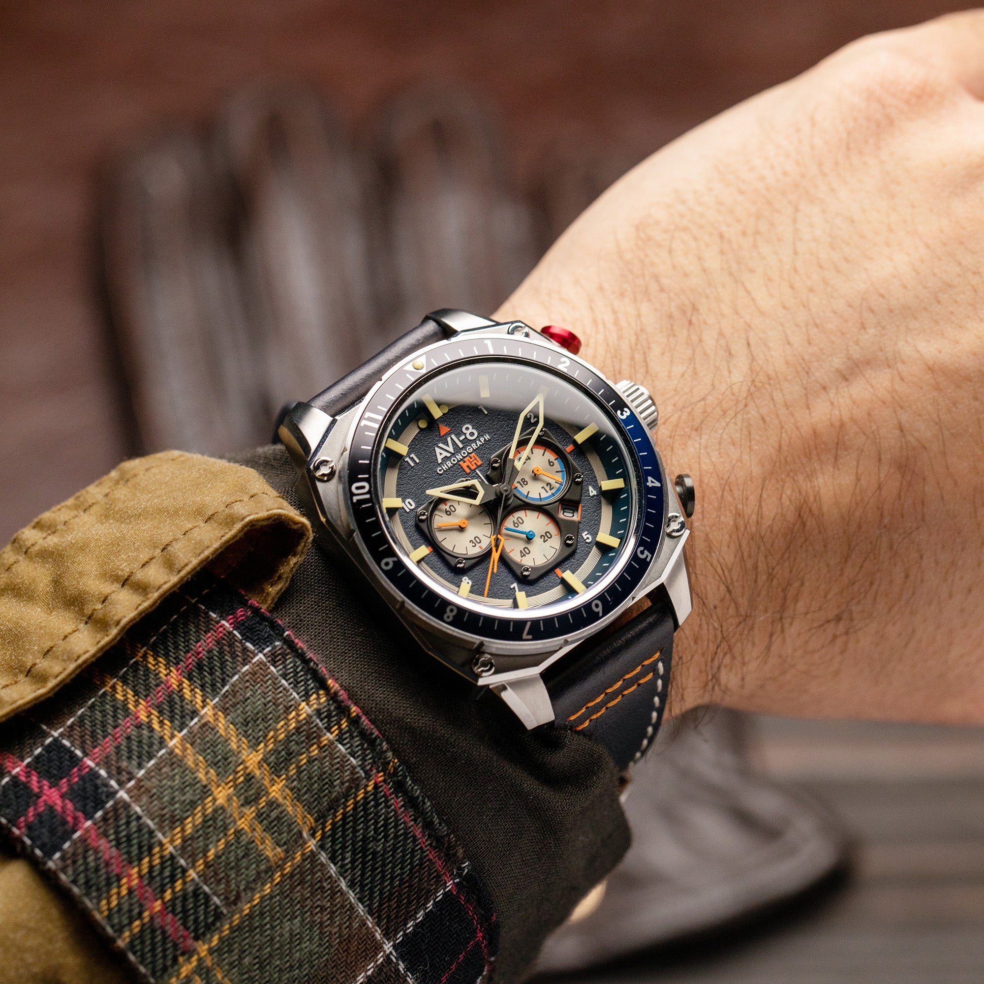 AVI-8 AVI-8 Atlas Dual Time Japanese Chronograph Pavillion Blue Men's Watch AV-4100-02