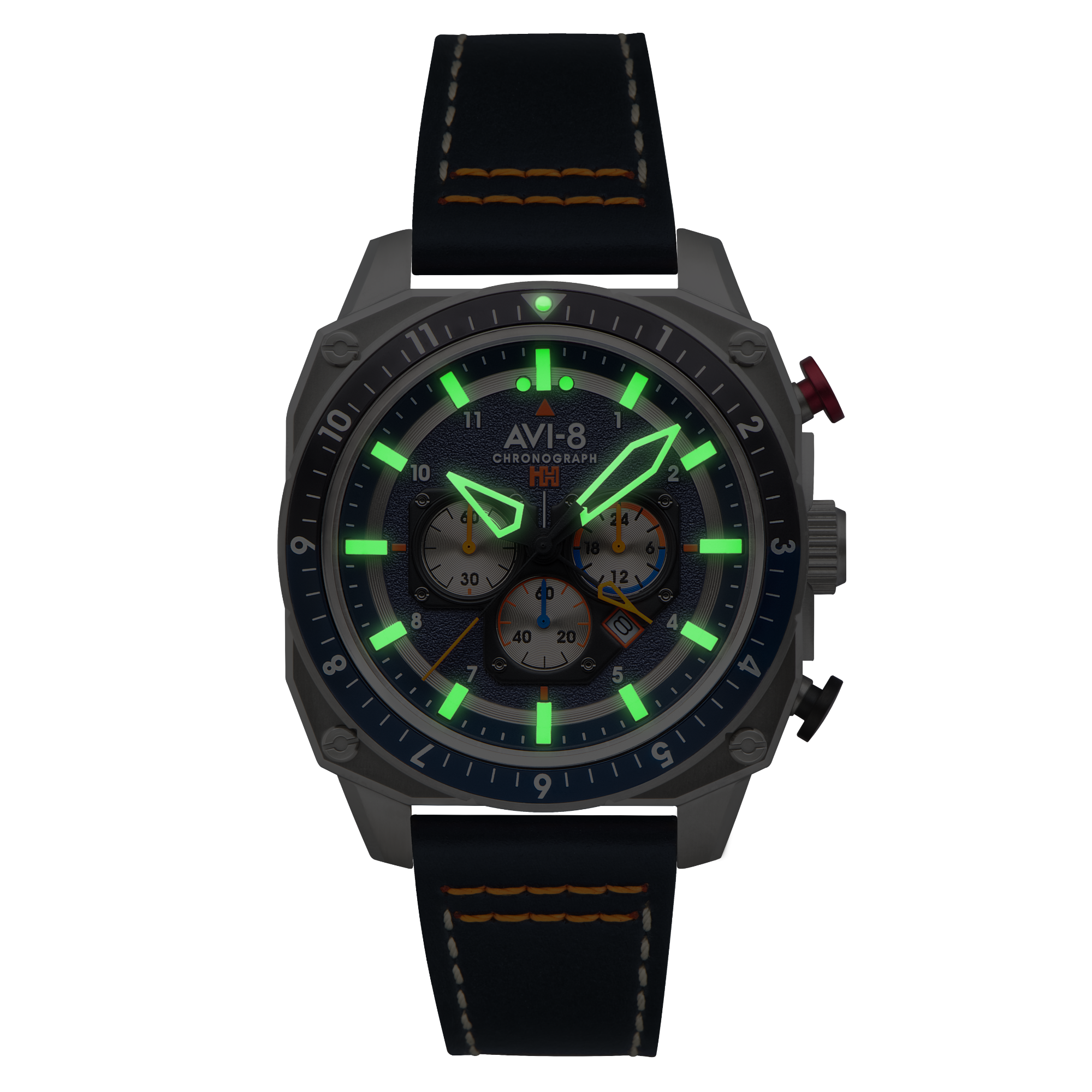 AVI-8 AVI-8 Atlas Dual Time Japanese Chronograph Pavillion Blue Men's Watch AV-4100-02