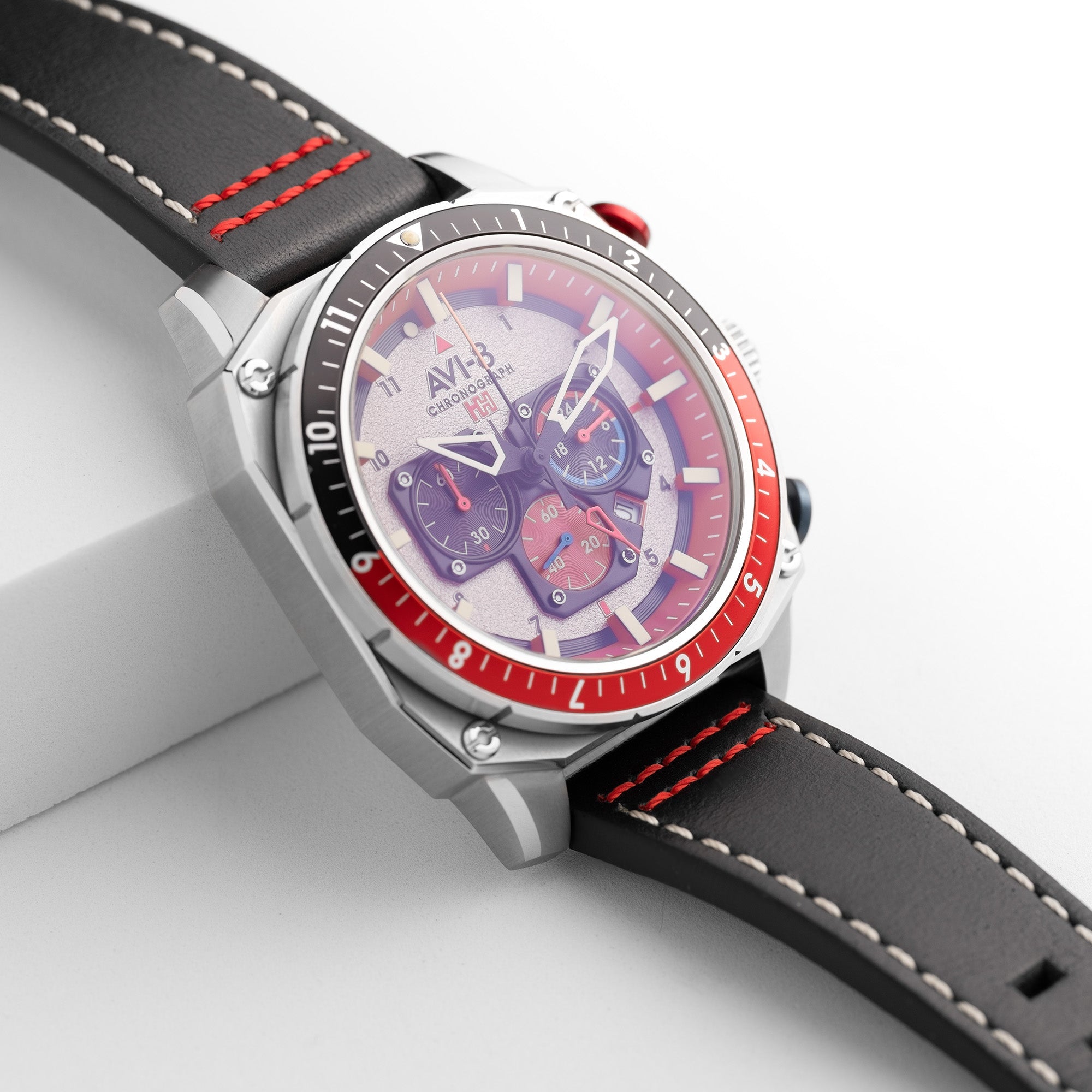 AVI-8 AVI-8 Atlas Dual Time Japanese Chronograph Hazard Red Men's Watch AV-4100-03