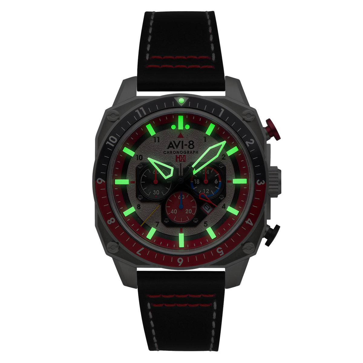 AVI-8 AVI-8 Atlas Dual Time Japanese Chronograph Hazard Red Men's Watch AV-4100-03