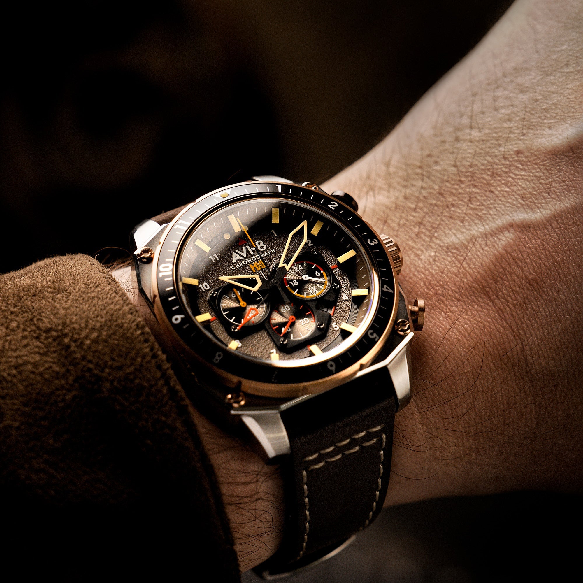 AVI-8 AVI-8 Hawker Hunter Atlas Dual Time Chronograph Slate Grey Men's Watch AV-4100-05