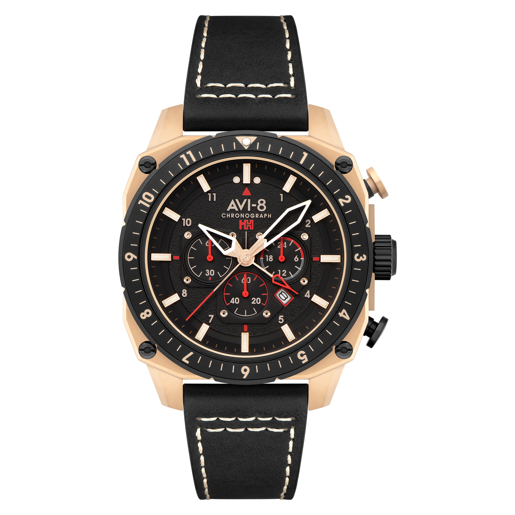 AVI-8 AVI-8 Hawker Hunter Atlas Dual Time Chronograph Jet Black Men's Watch AV-4100-06