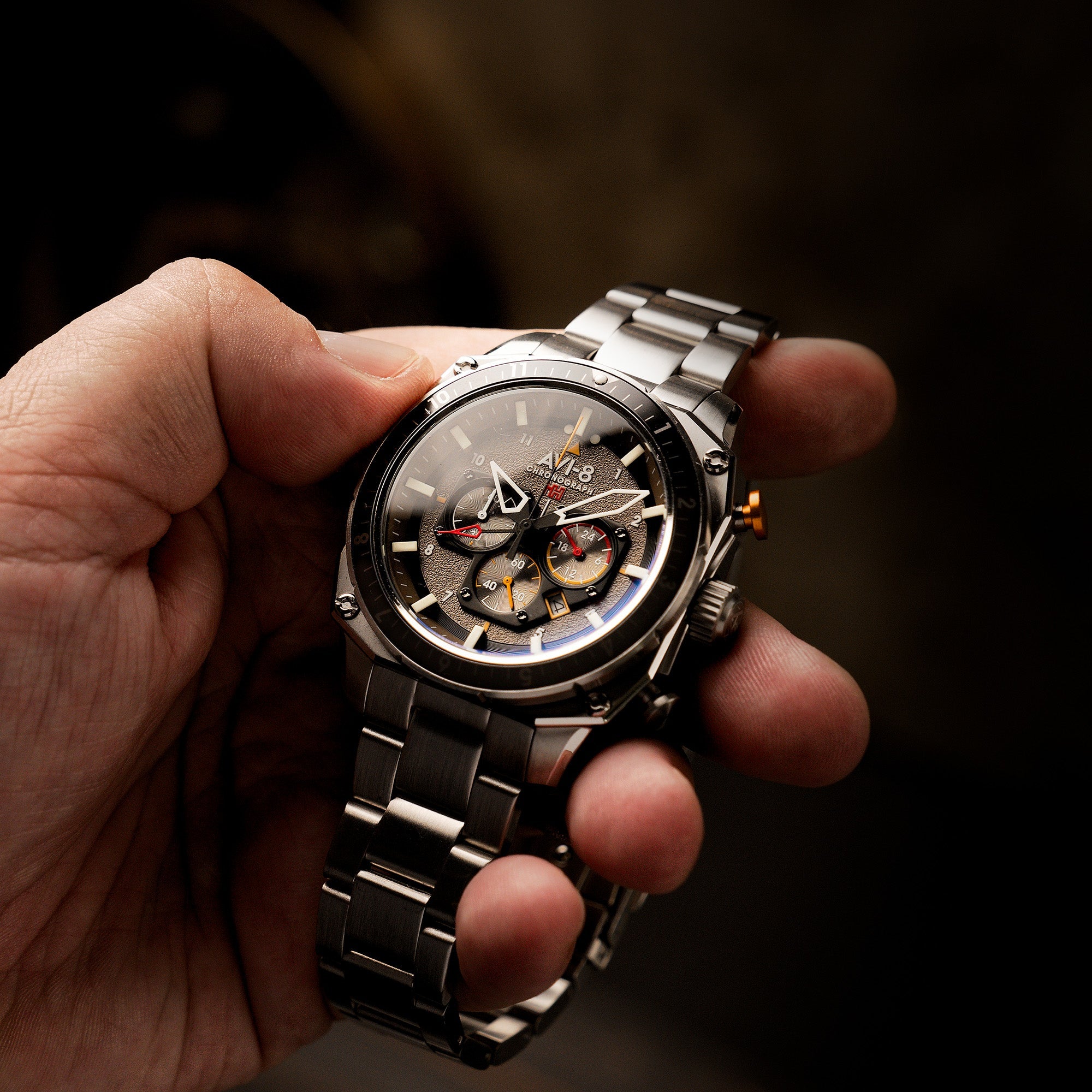 AVI-8 AVI-8 Hawker Hunter Atlas Dual Time Chronograph Shadow Grey Men's Watch AV-4100-33