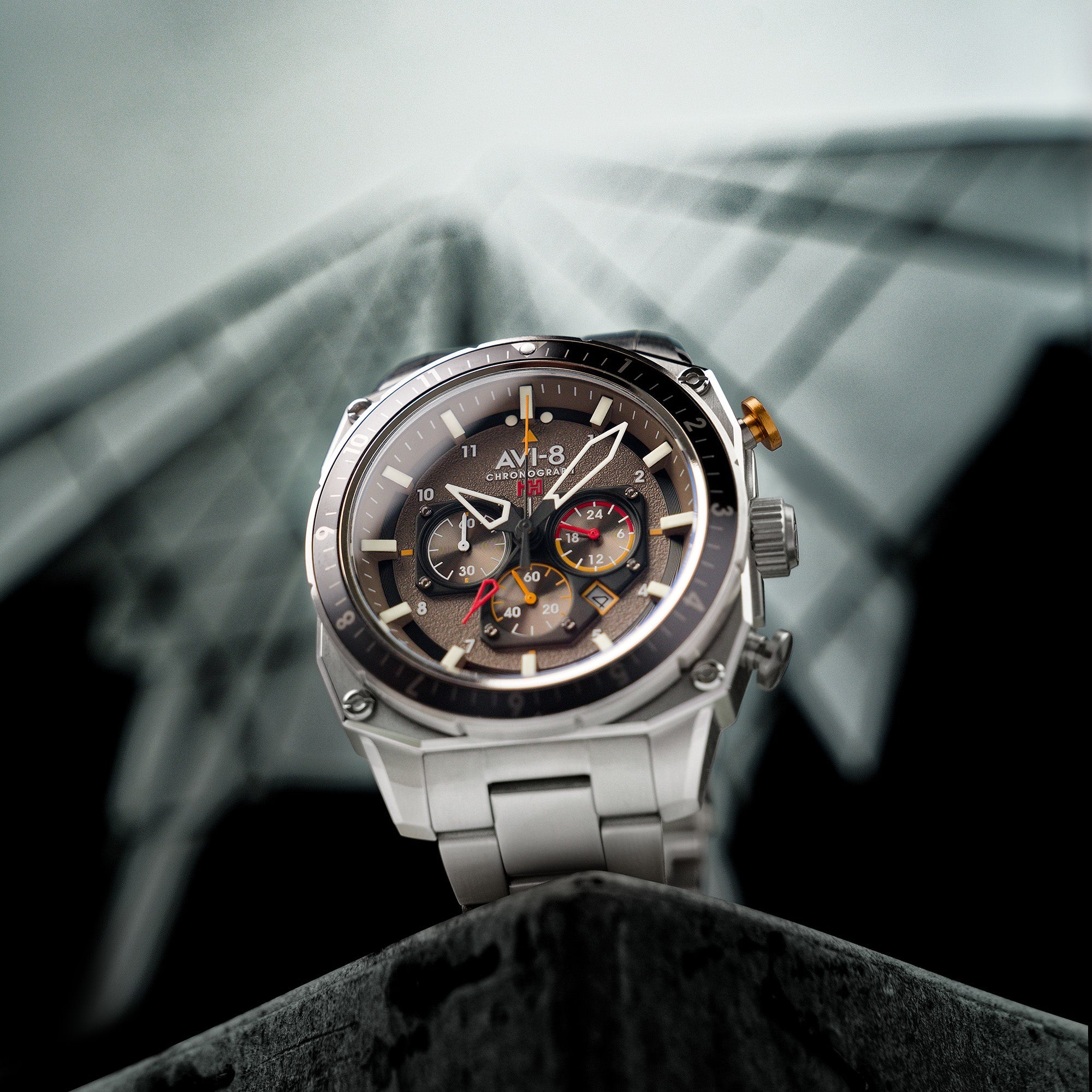 AVI-8 AVI-8 Hawker Hunter Atlas Dual Time Chronograph Shadow Grey Men's Watch AV-4100-33