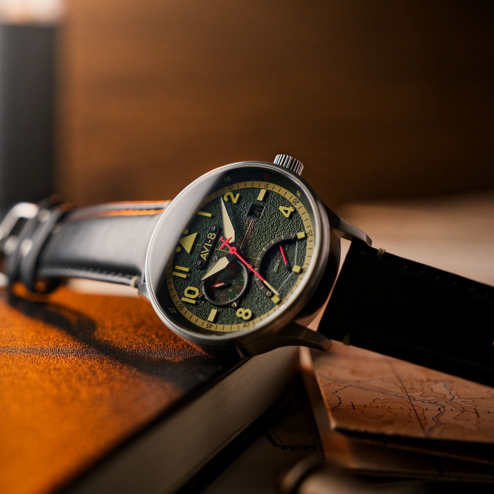 AVI-8 AVI-8 Hawker Hurricane McKellar Dual Time Gothic Green Men's Watch AV-4101-0A