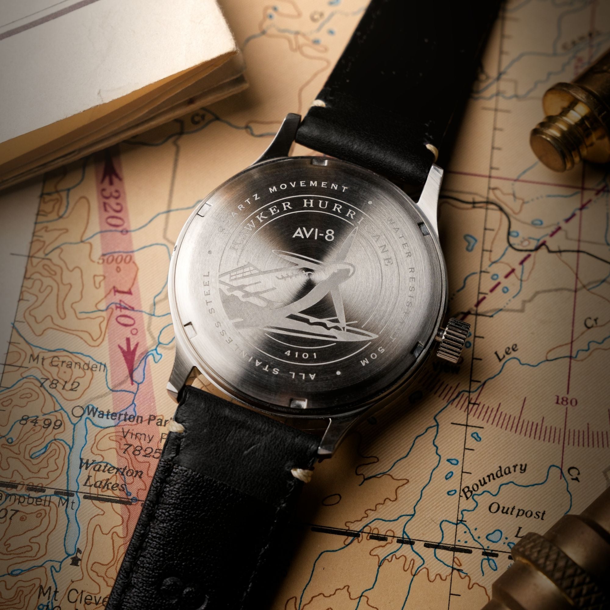 AVI-8 AVI-8 Hawker Hurricane McKellar Dual Time Gothic Green Men's Watch AV-4101-0A