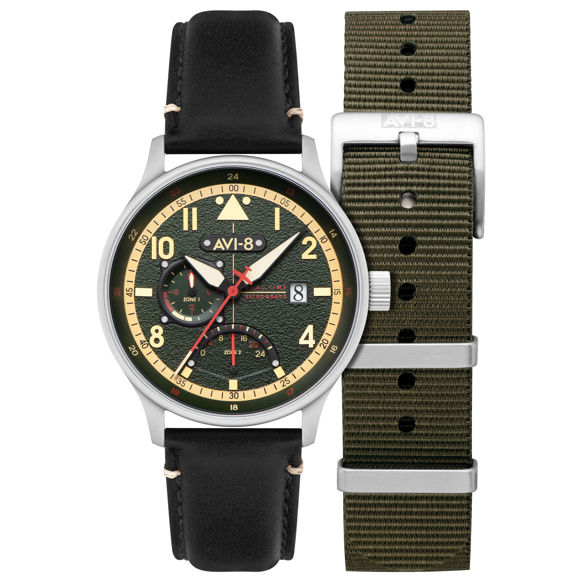 AVI-8 AVI-8 Hawker Hurricane McKellar Dual Time Gothic Green Men's Watch AV-4101-0A