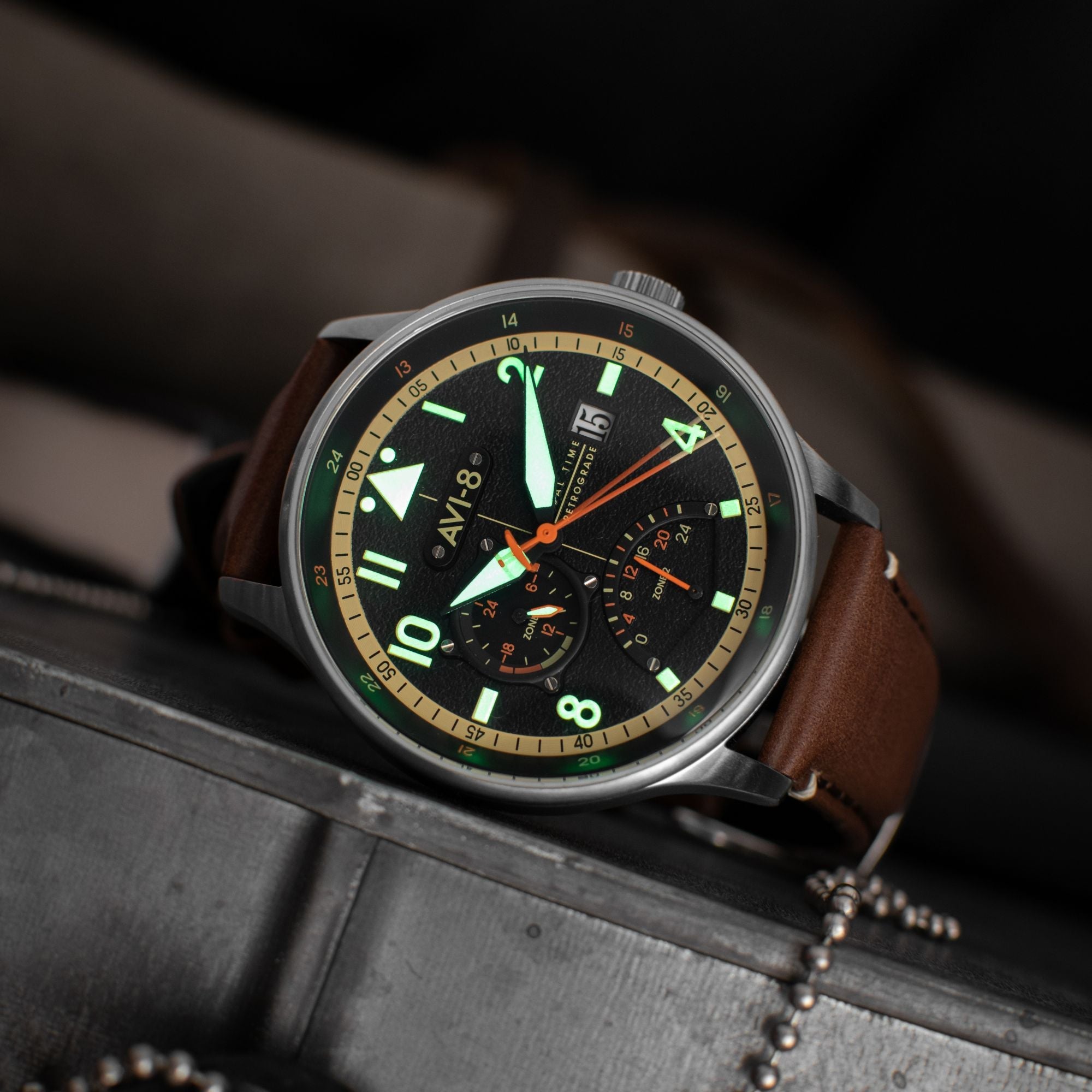 AVI-8 AVI-8 Hawker Hurricane McKellar Dual Time Metropolis Black Men's Watch AV-4101-0B