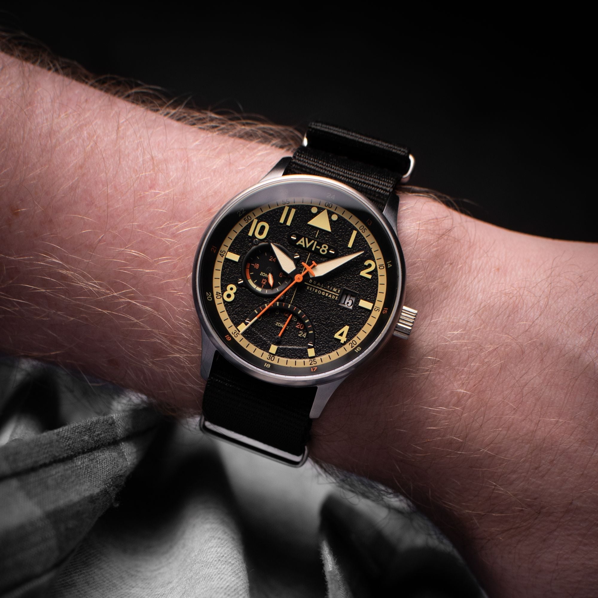 AVI-8 AVI-8 Hawker Hurricane McKellar Dual Time Metropolis Black Men's Watch AV-4101-0B