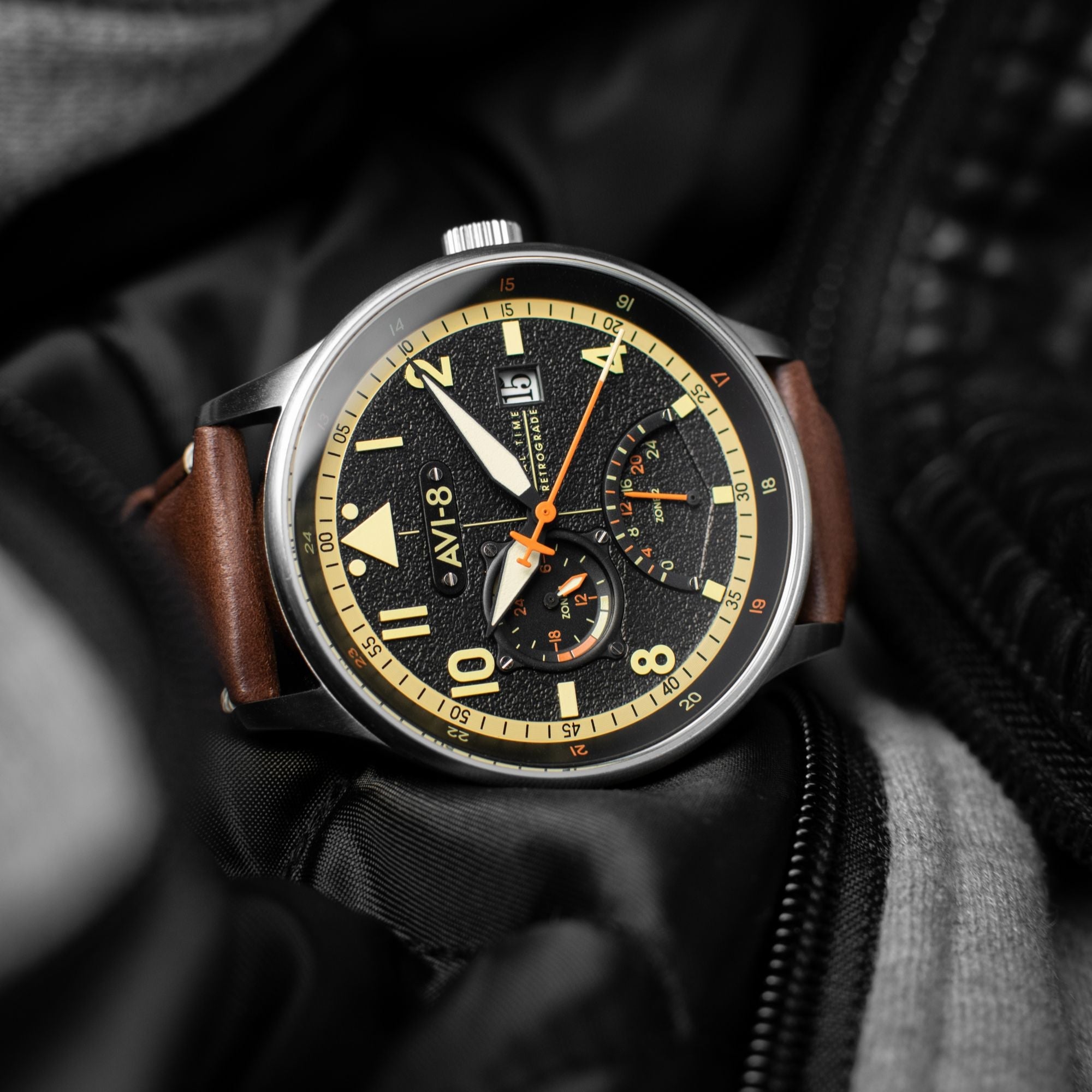 AVI-8 AVI-8 Hawker Hurricane McKellar Dual Time Metropolis Black Men's Watch AV-4101-0B