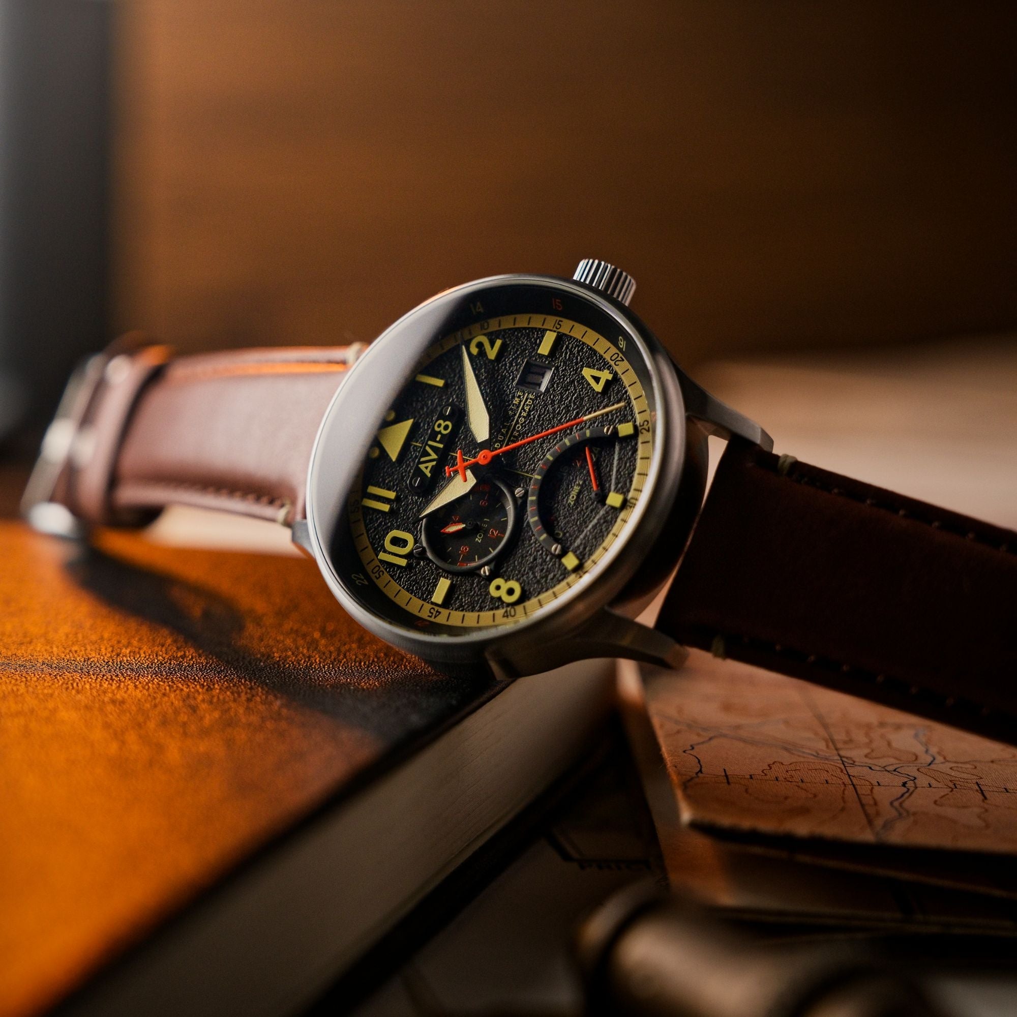 AVI-8 AVI-8 Hawker Hurricane McKellar Dual Time Metropolis Black Men's Watch AV-4101-0B