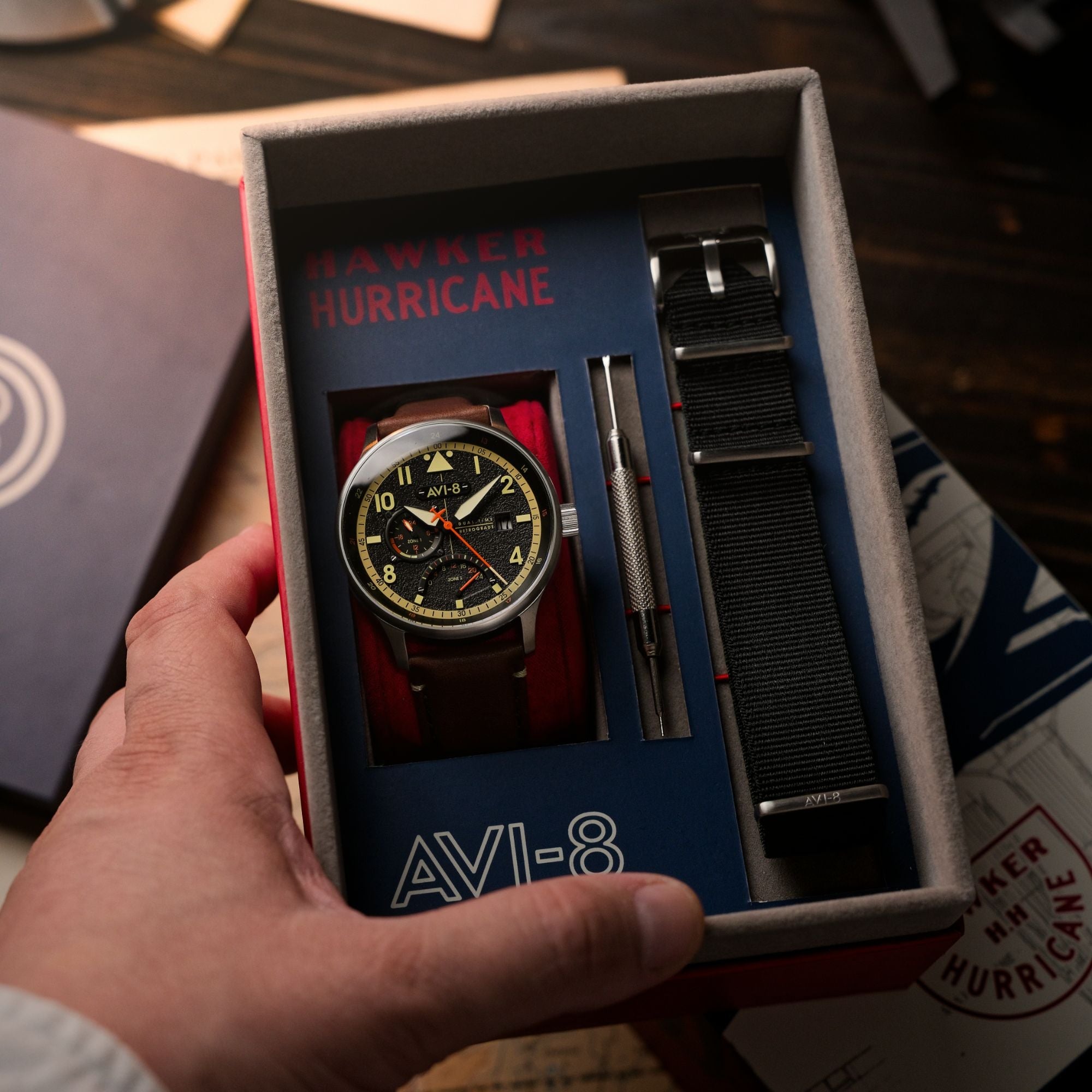 AVI-8 AVI-8 Hawker Hurricane McKellar Dual Time Metropolis Black Men's Watch AV-4101-0B