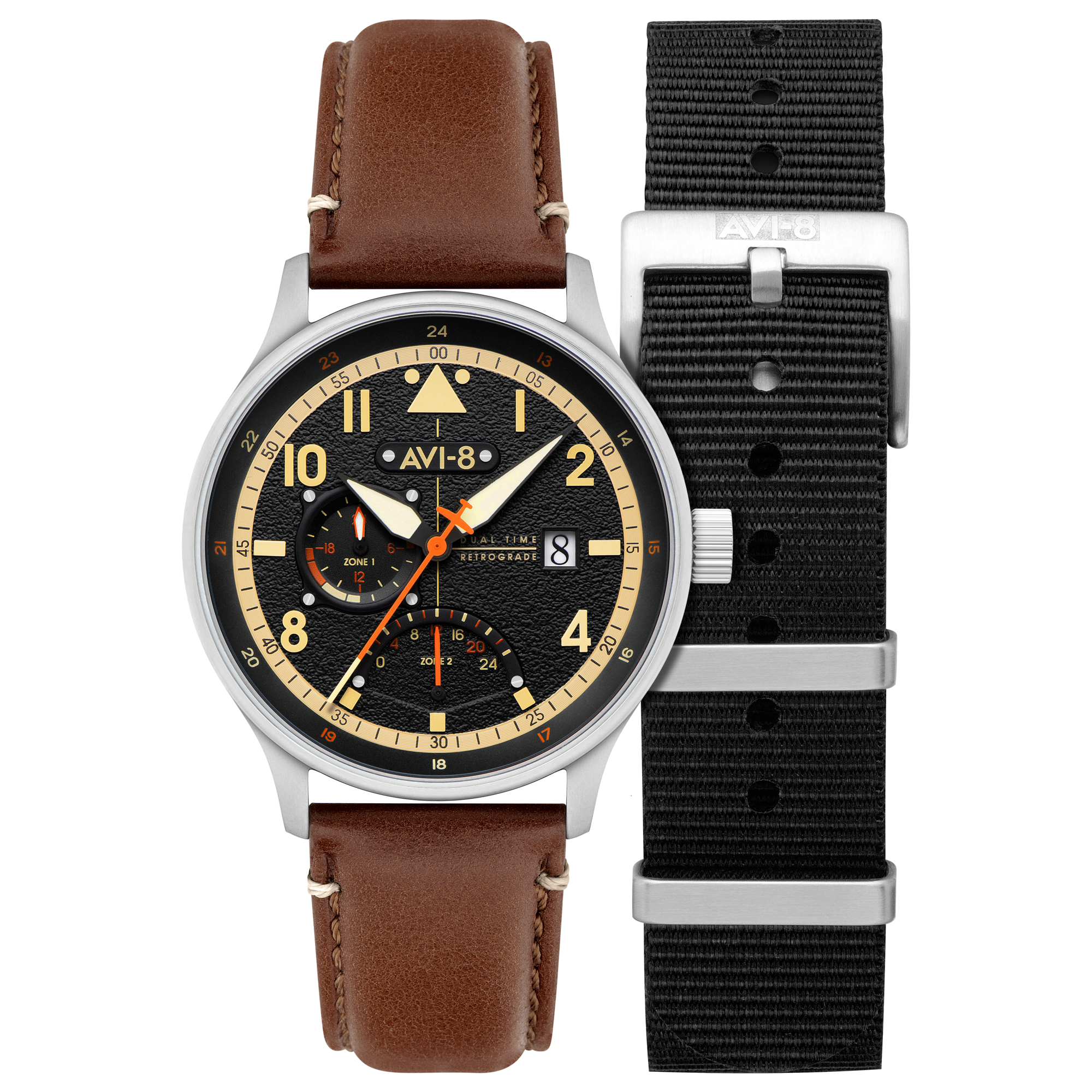 AVI-8 AVI-8 Hawker Hurricane McKellar Dual Time Metropolis Black Men's Watch AV-4101-0B