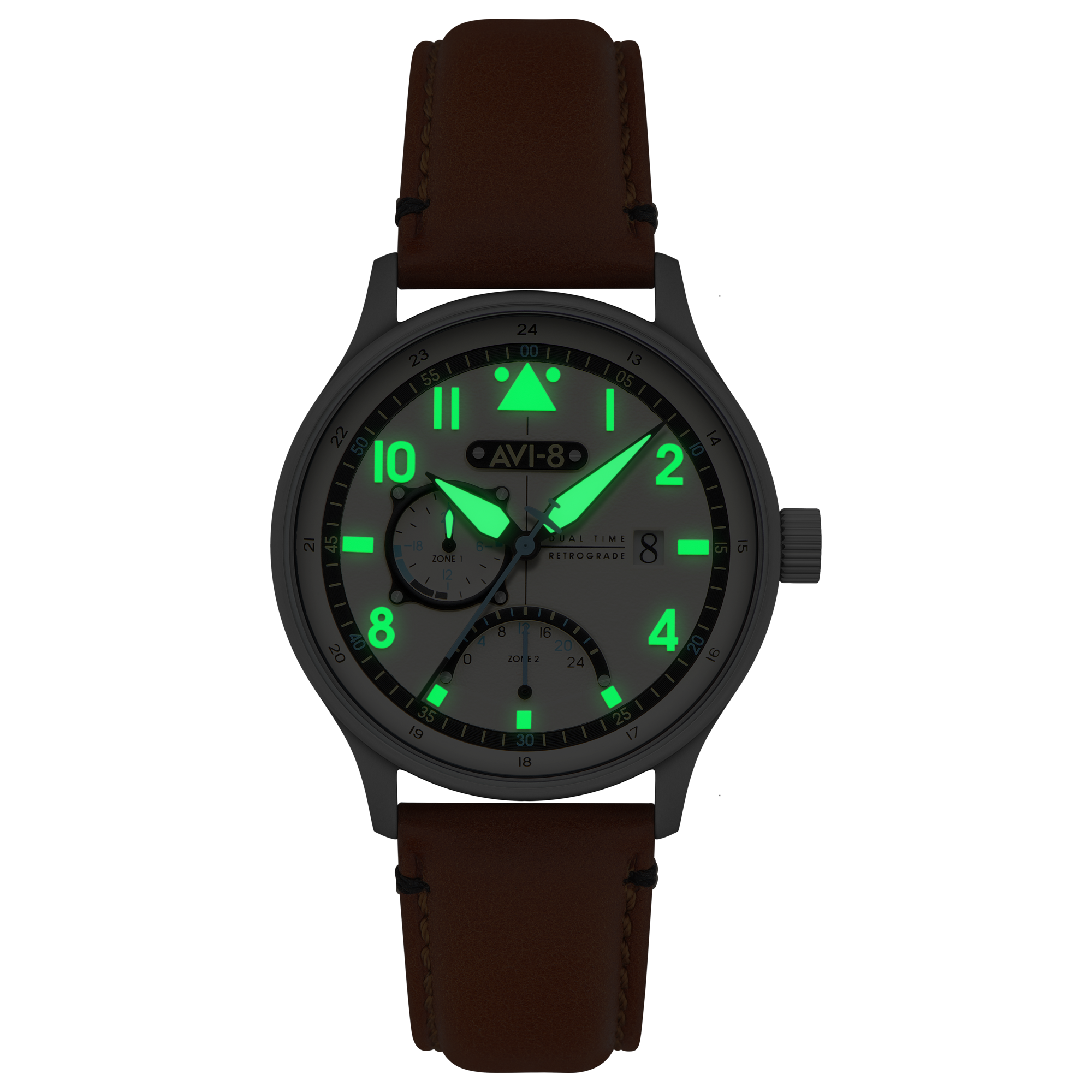 AVI-8 AVI-8 Hawker Hurricane McKellar Dual Time Brown Beige Men's Watch AV-4101-0C