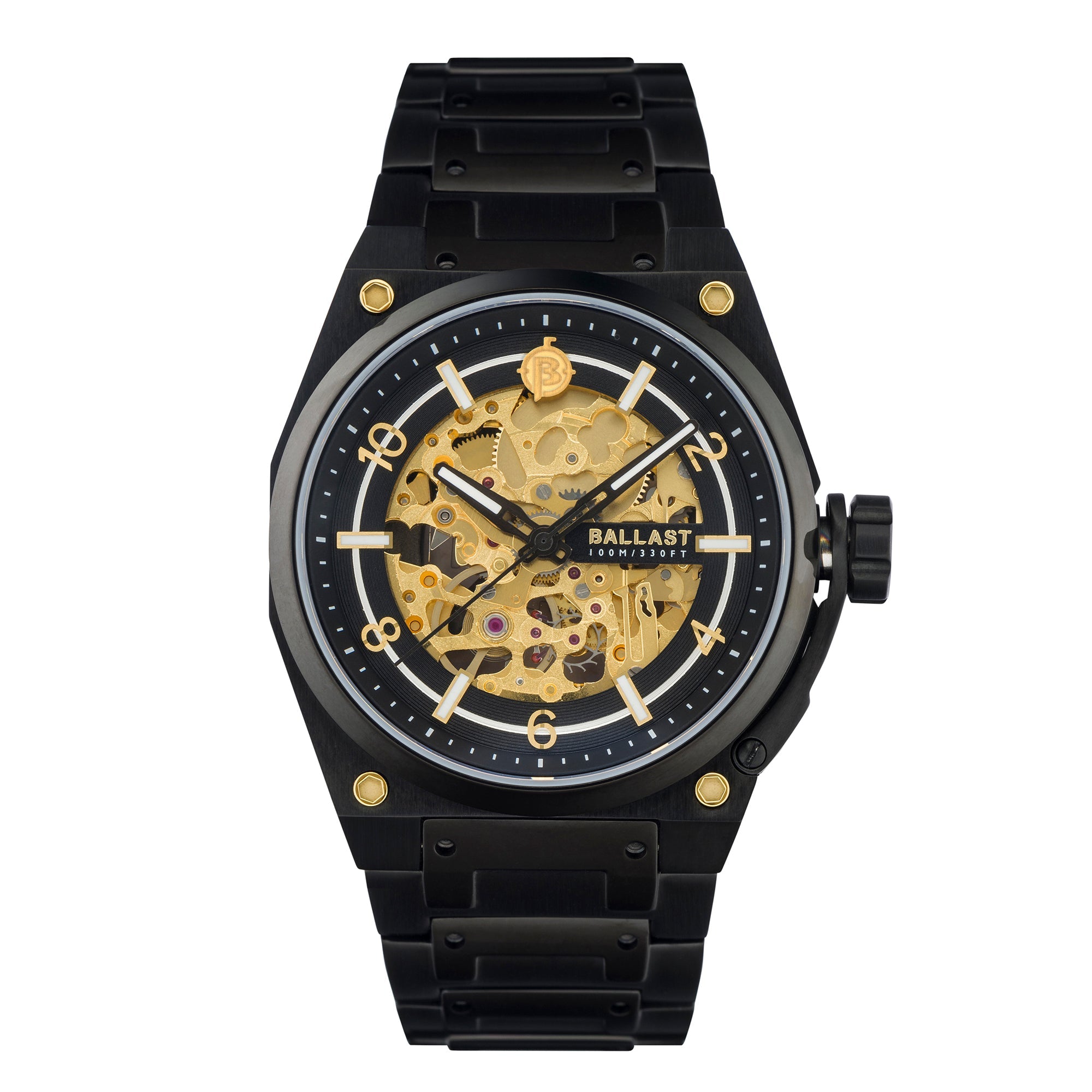 BALLAST Ballast Valiant Officer Men's Caviar Black Japanese Automatic Watch BL-3144-22