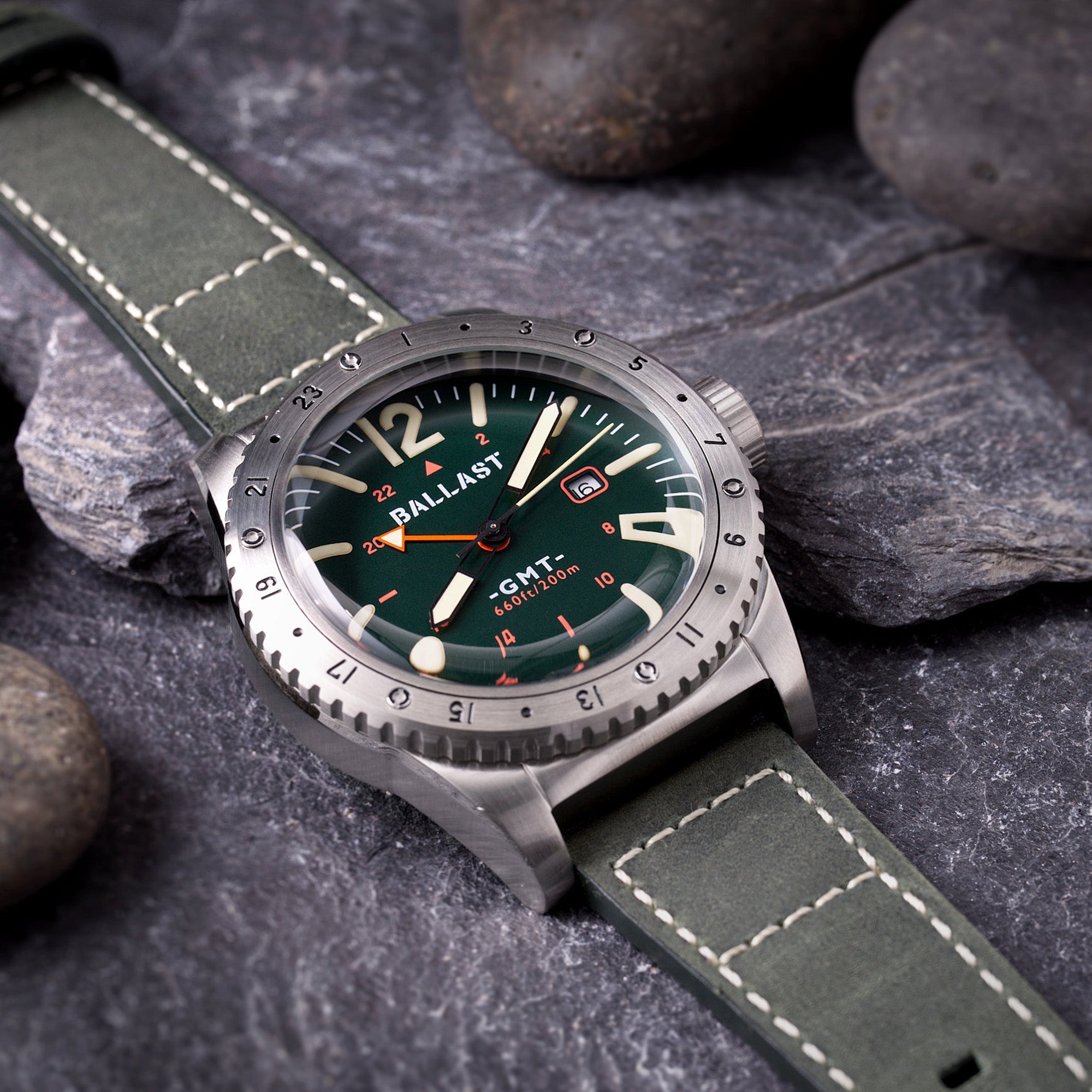 BALLAST Ballast Amphion GMT Men's Swiss Parts Quartz Green Watch - BL-3149-01