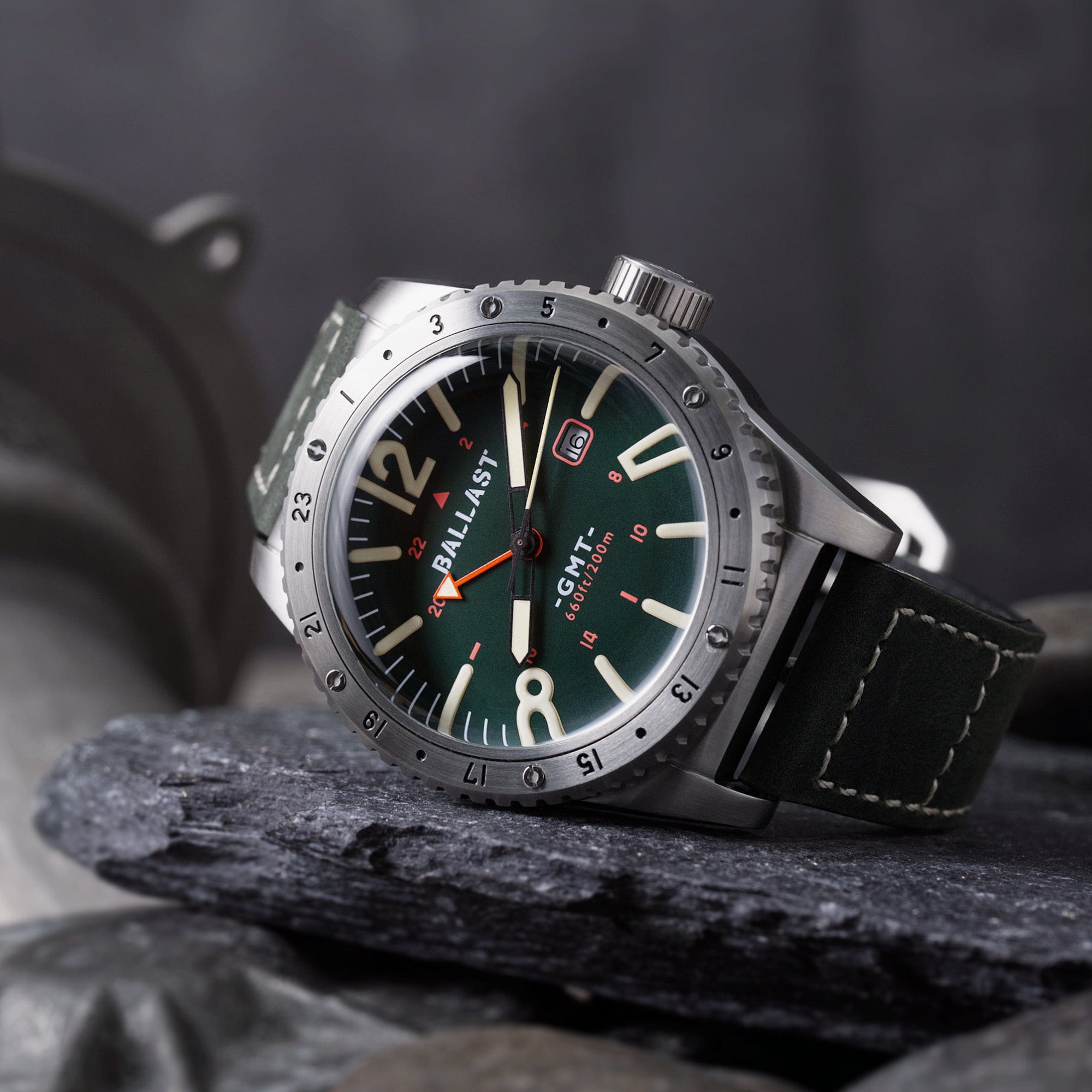 BALLAST Ballast Amphion GMT Men's Swiss Parts Quartz Green Watch - BL-3149-01