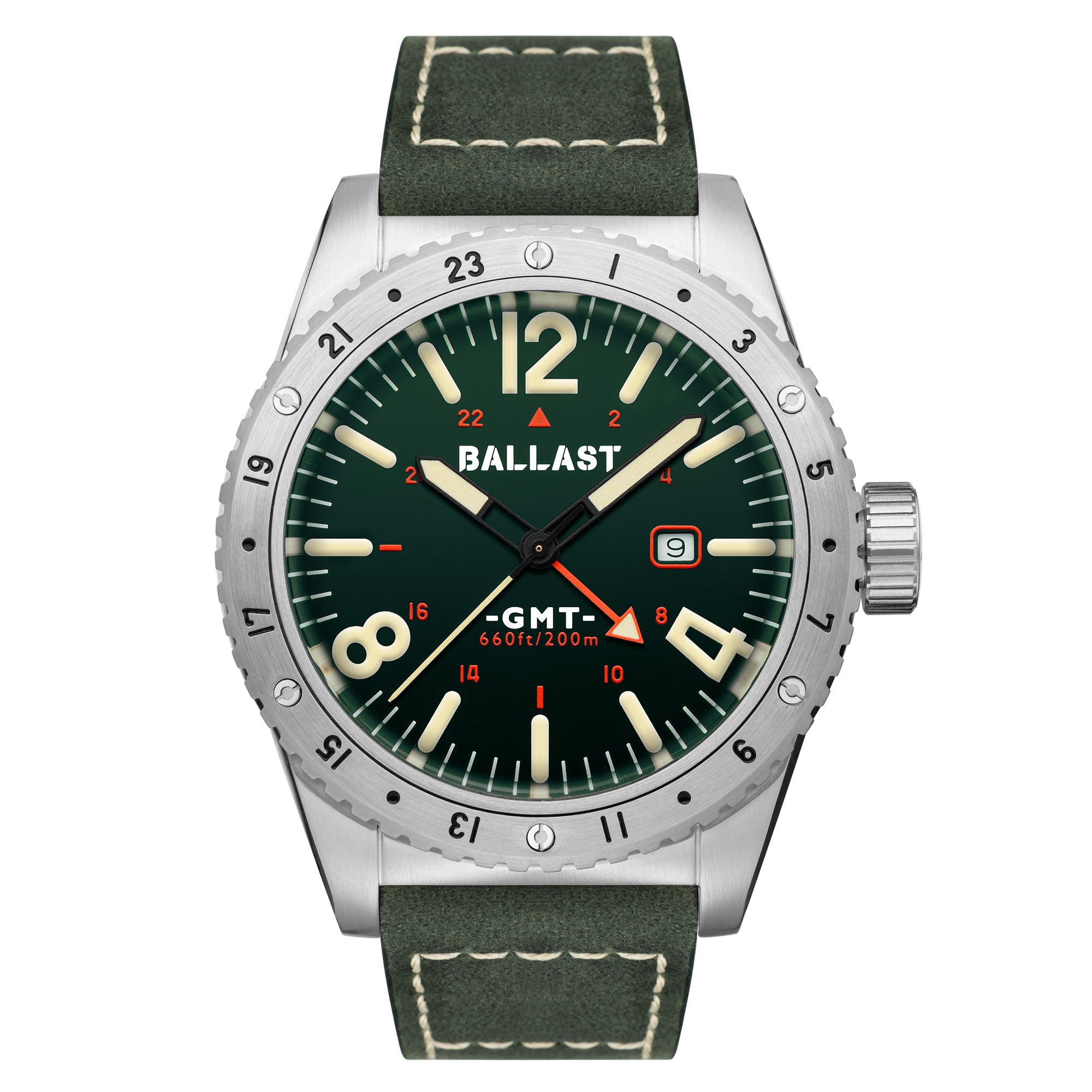 BALLAST Ballast Amphion GMT Men's Swiss Parts Quartz Green Watch - BL-3149-01