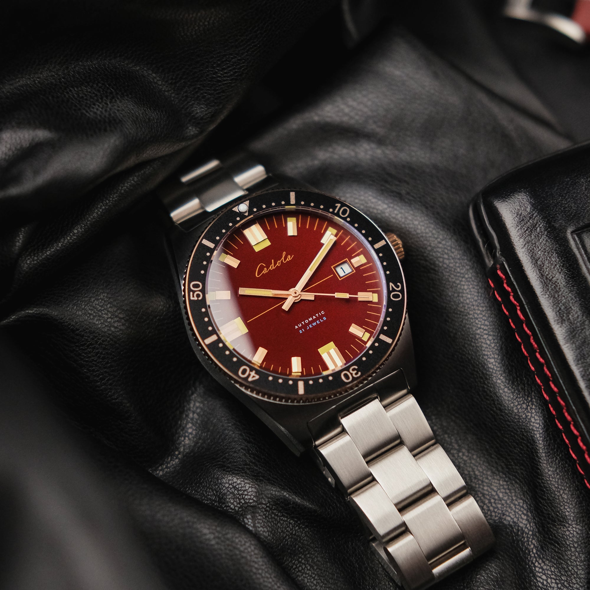 CADOLA Cadola Noumea Men's Japanese Automatic Burgundy Watch CD-1005-66