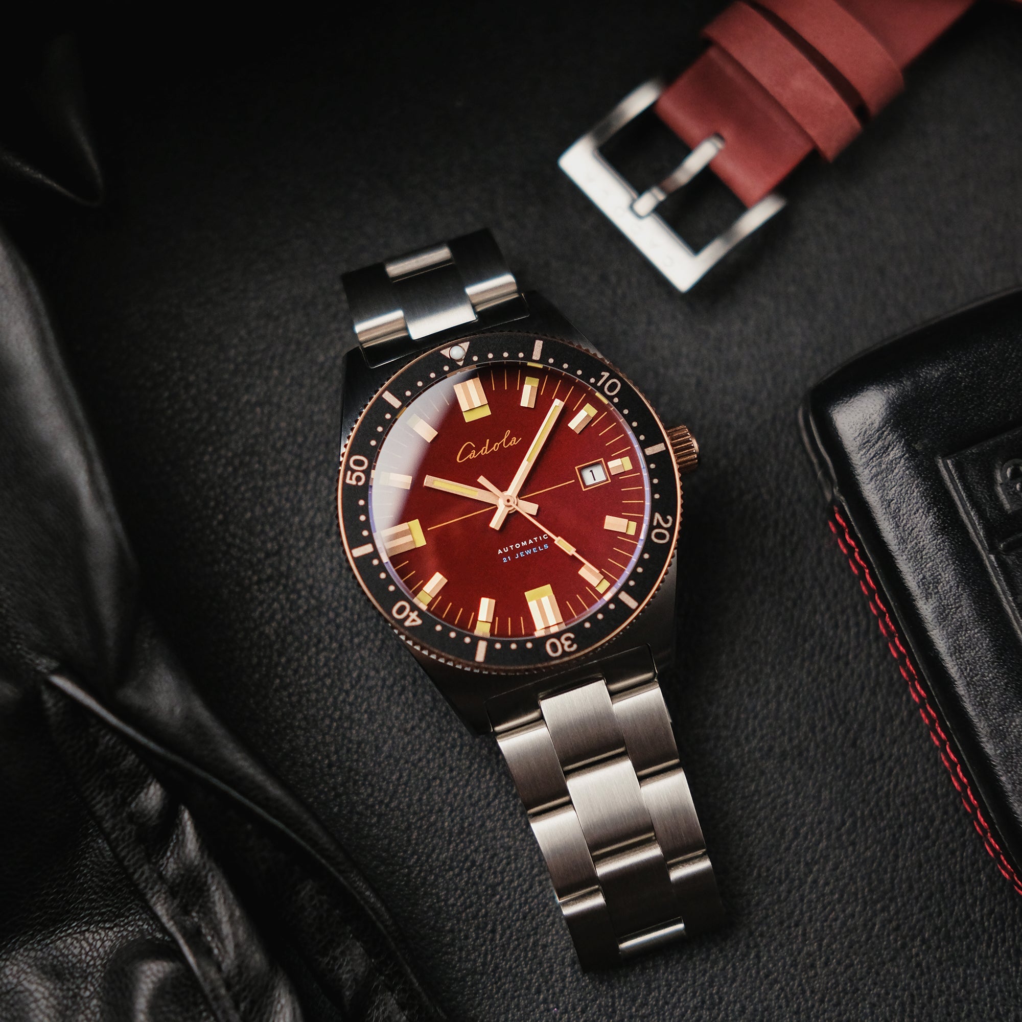 CADOLA Cadola Noumea Men's Japanese Automatic Burgundy Watch CD-1005-66