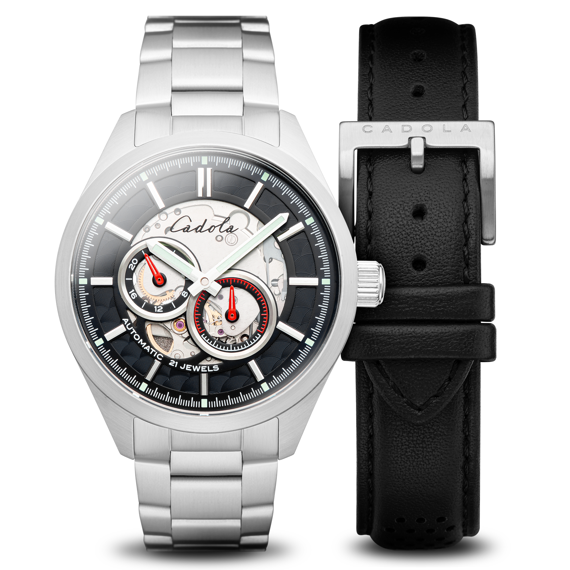 CADOLA Cadola Guichet Machined Silver White Japanese Automatic Men's Watch  CD-1015-11