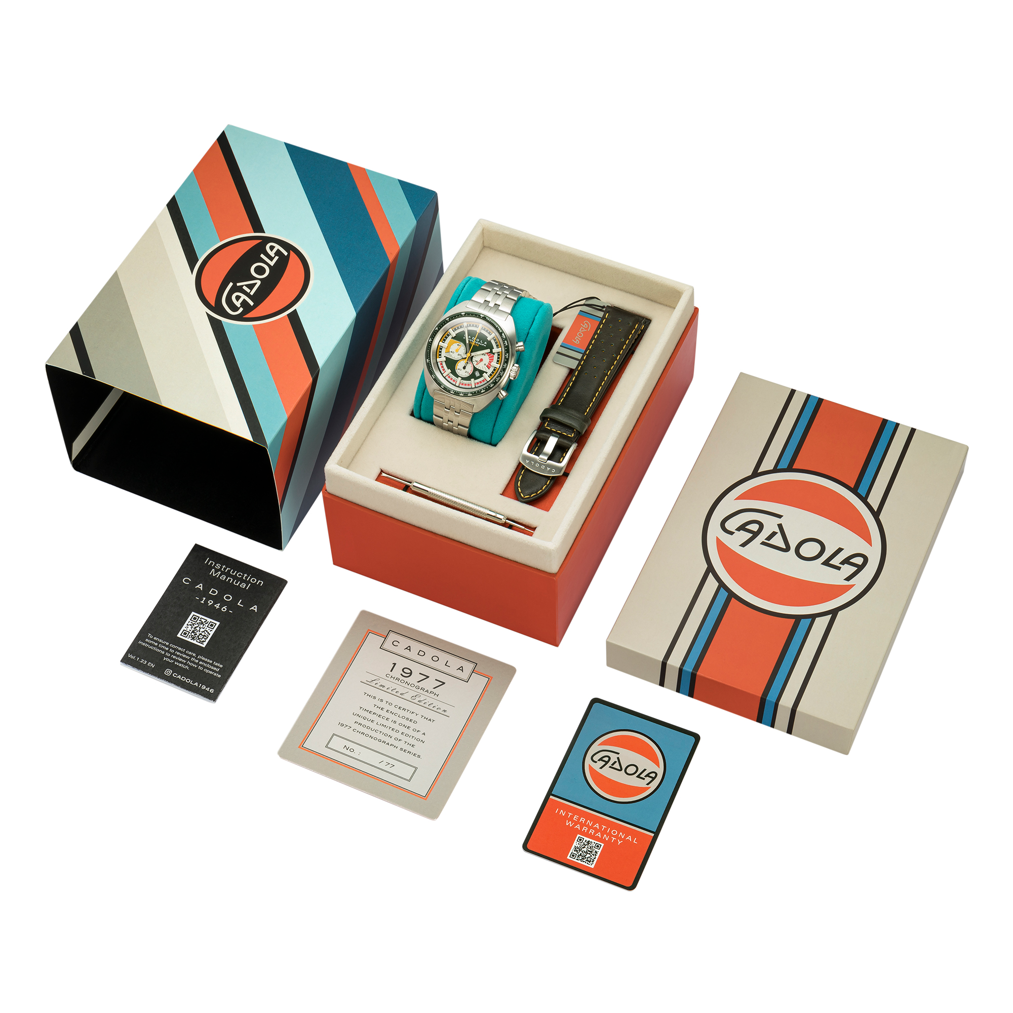 CADOLA Cadola 1977 Chronograph Limited Edition Men's Japanese Quartz Racing Pine Watch CD-1023-44