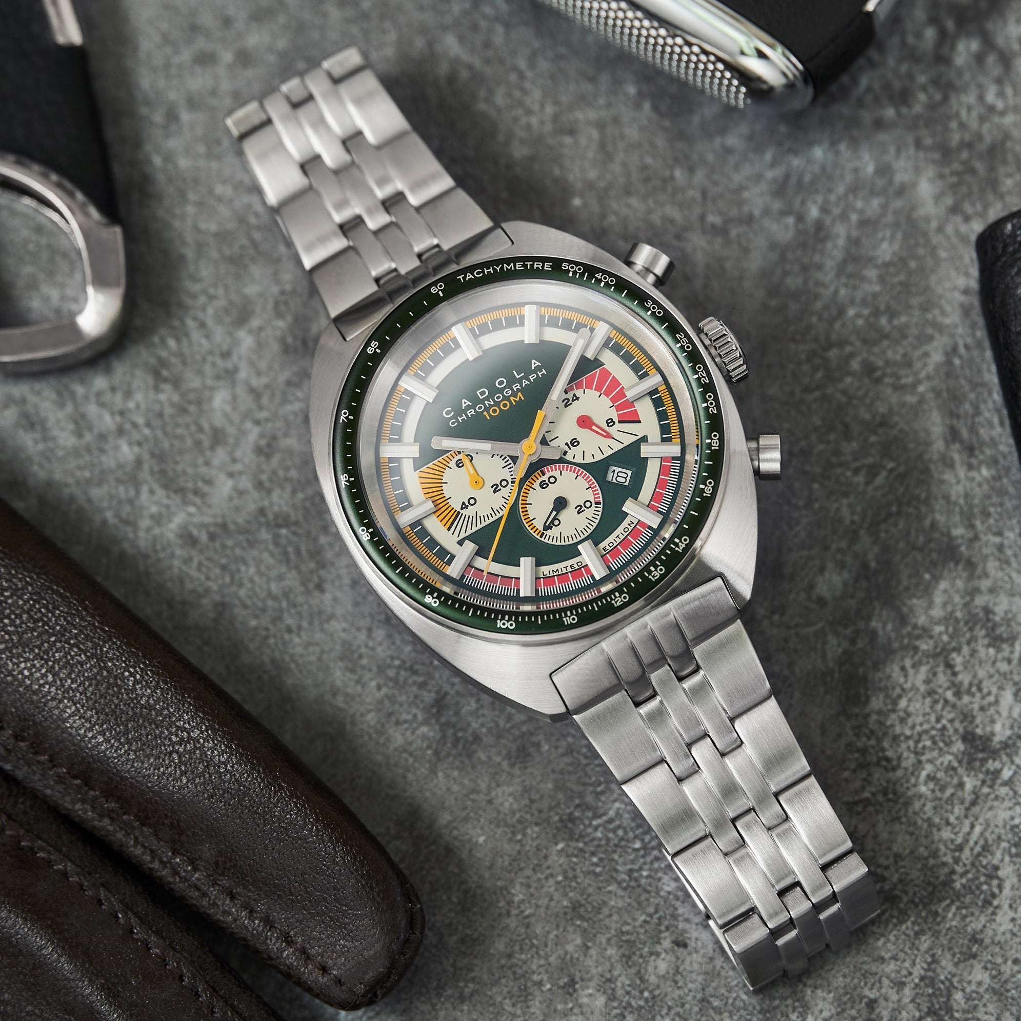 CADOLA Cadola 1977 Chronograph Limited Edition Men's Japanese Quartz Racing Pine Watch CD-1023-44