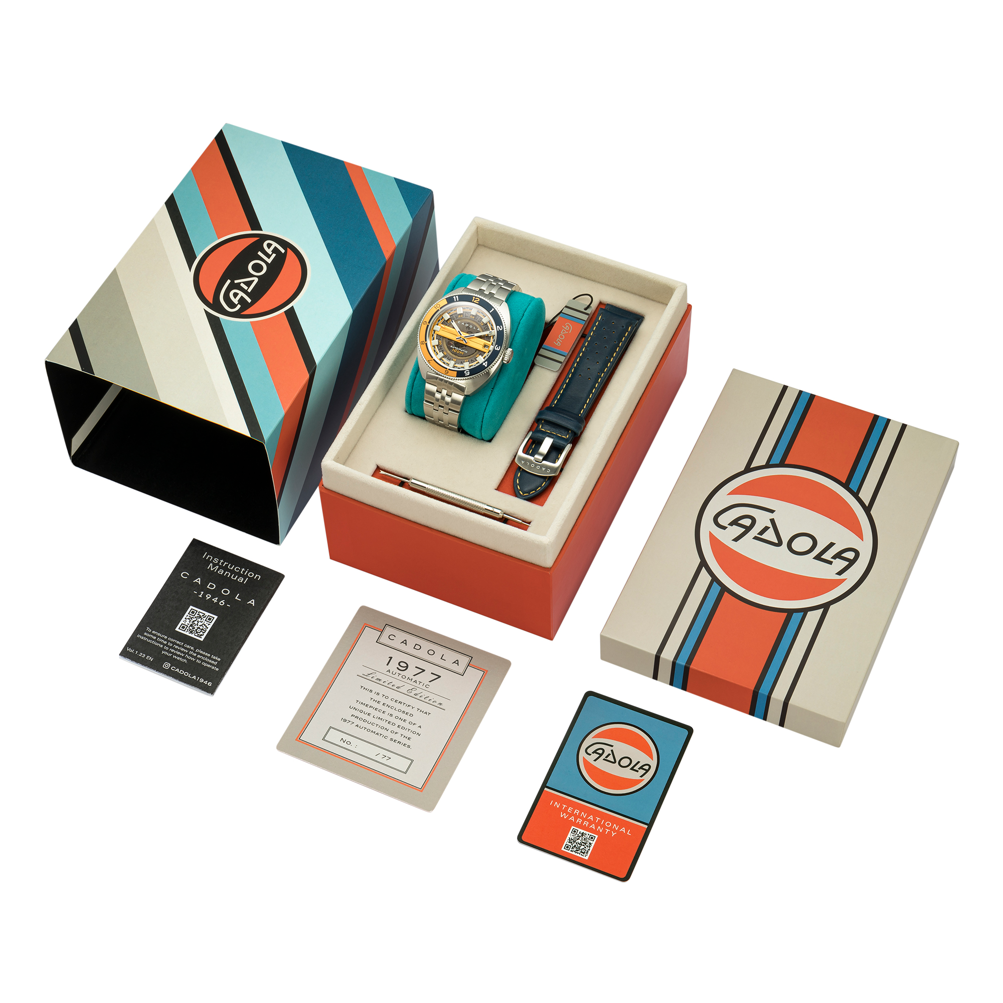 CADOLA Cadola 1977 Automatic Limited Edition Men's Automatic Skeleton Pennant Blue Watch CD-1024-22