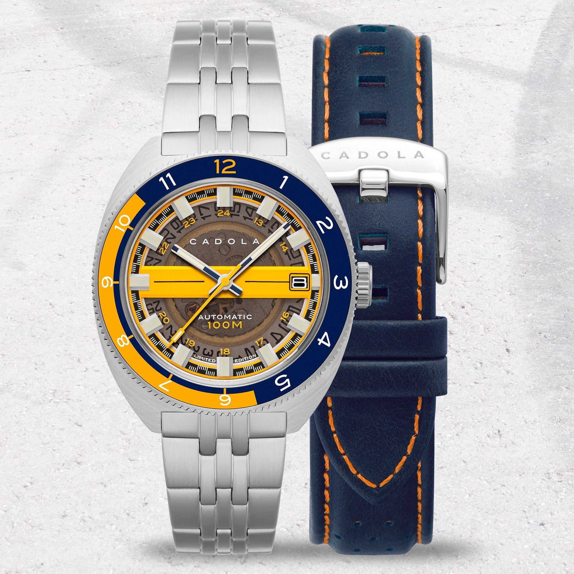 CADOLA Cadola 1977 Automatic Limited Edition Men's Automatic Skeleton Pennant Blue Watch CD-1024-22