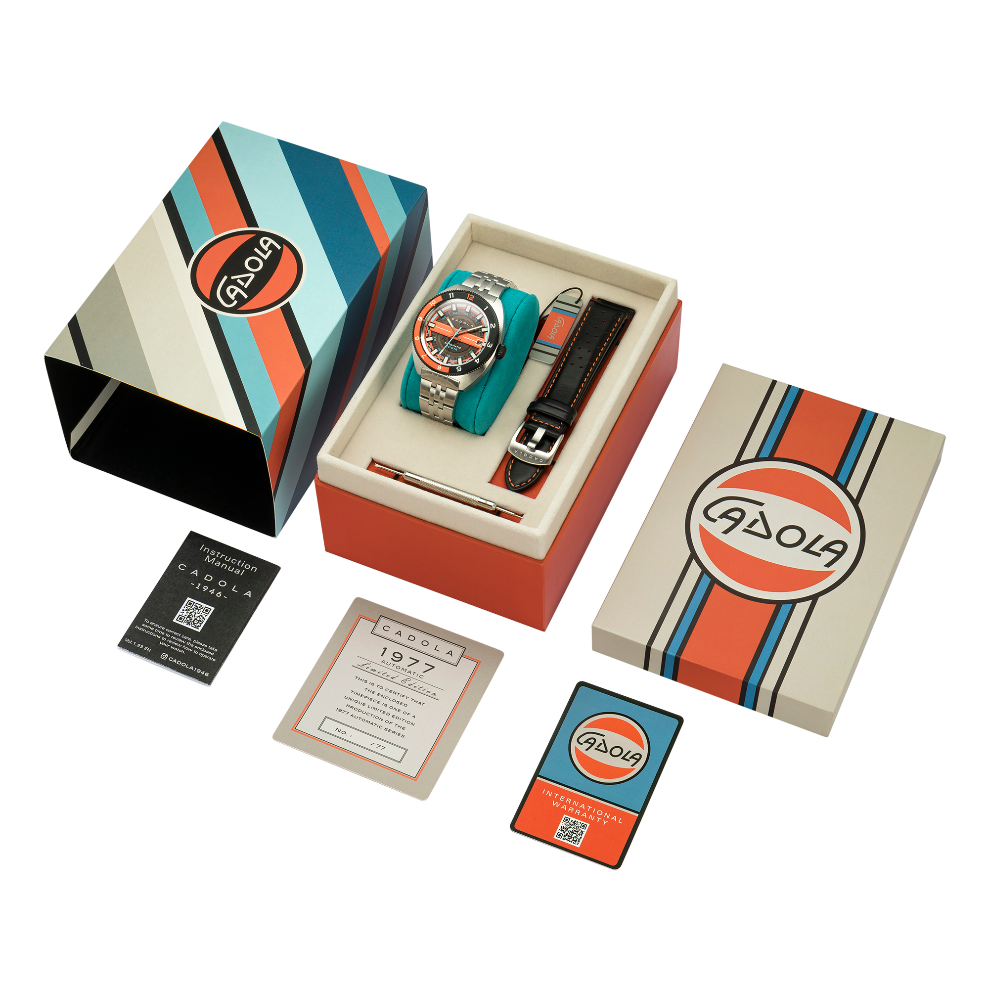 CADOLA Cadola 1977 Automatic Limited Edition Men's Automatic Skeleton Tangerine Watch CD-1024-66